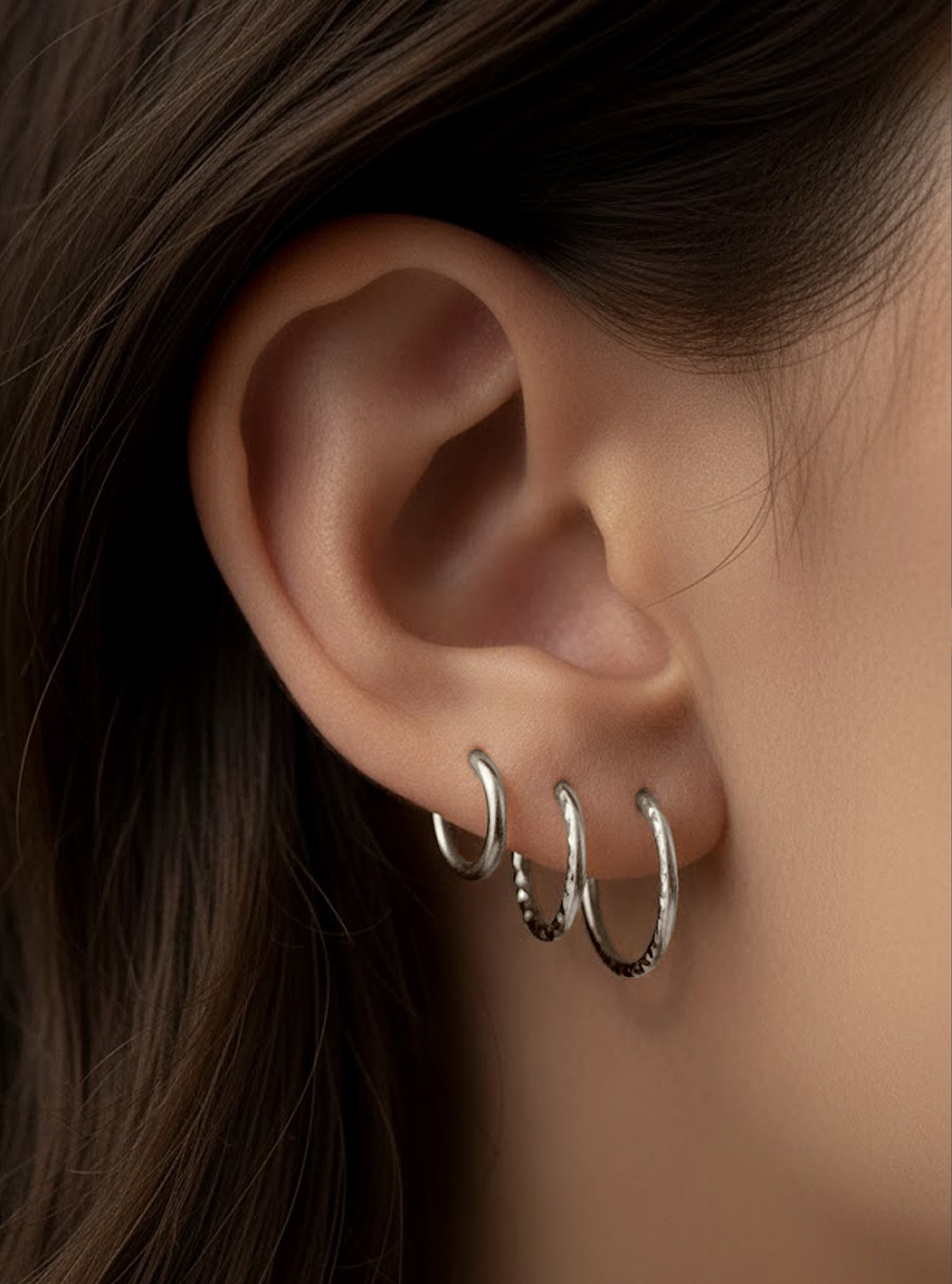 Hinged Hoop Sleeper Earring 2pc (Silver – Plain - Polished)