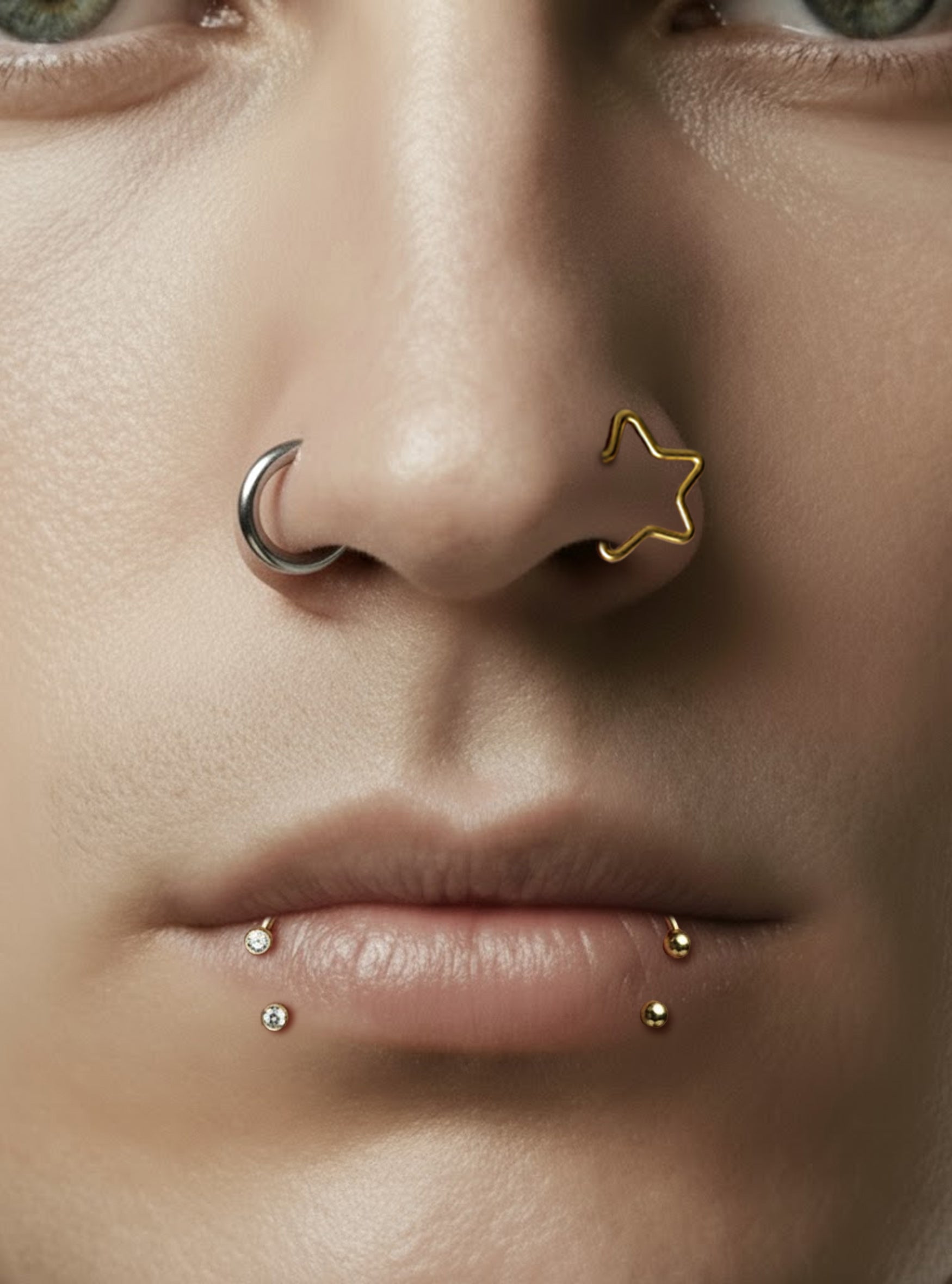 Hinged Hoop Segment Ring Thick 2pc (Titanium - Plain)