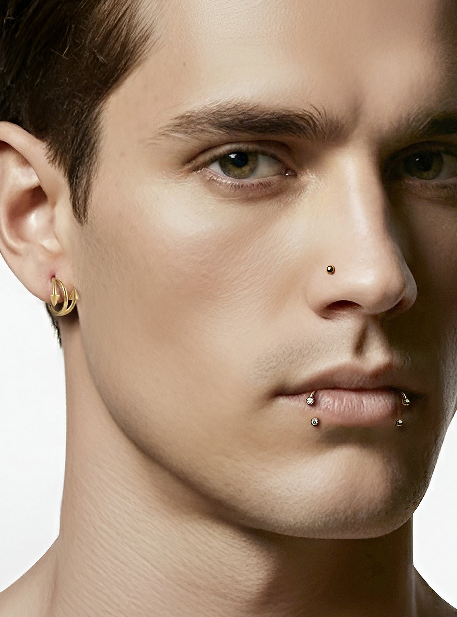 Double Arrow Hinged Segment Ring 2pc (Titanium - Yellow)