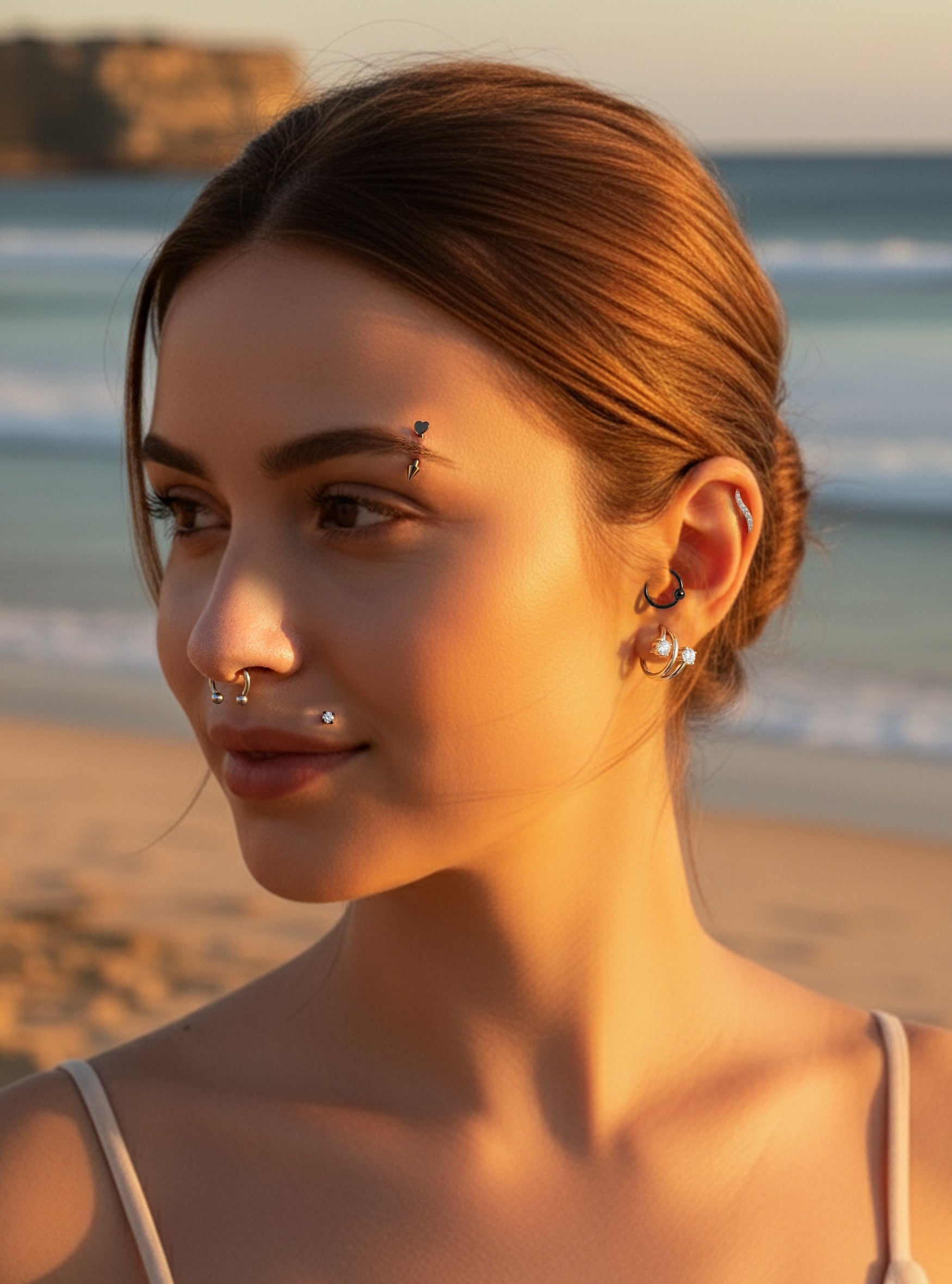 Internally Threaded Heart Arrow Barbells 2pc (Titanium - Black)