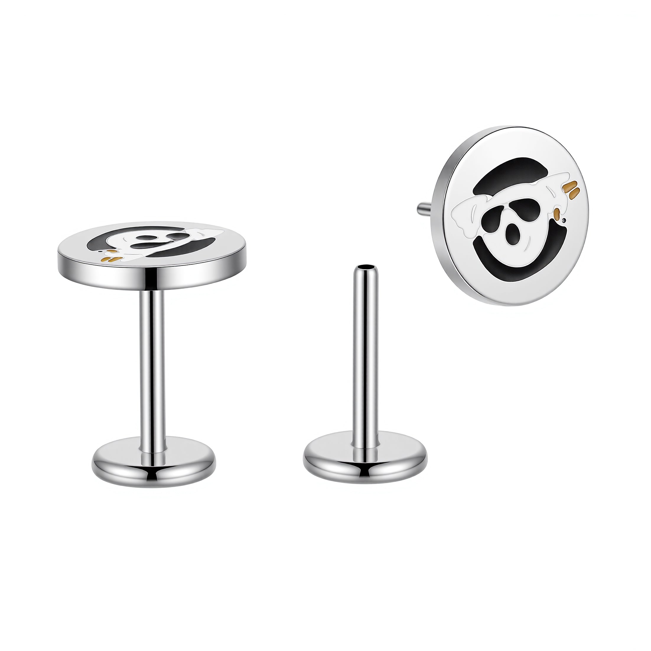 Threadless Pierced Koala Labret 2pc (Titanium - Plain)