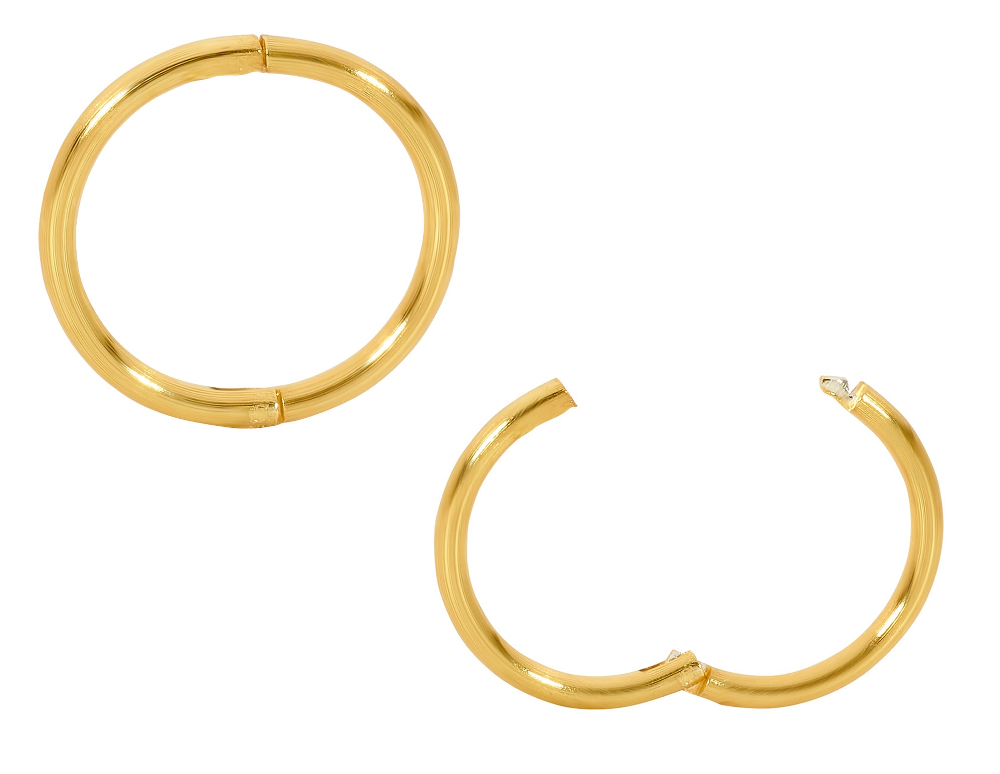 1 Pair 22ct Gold Plated Sterling Silver Polished Hinged Hoop Sleeper Earrings 8mm - 14mm - Pierced Koala