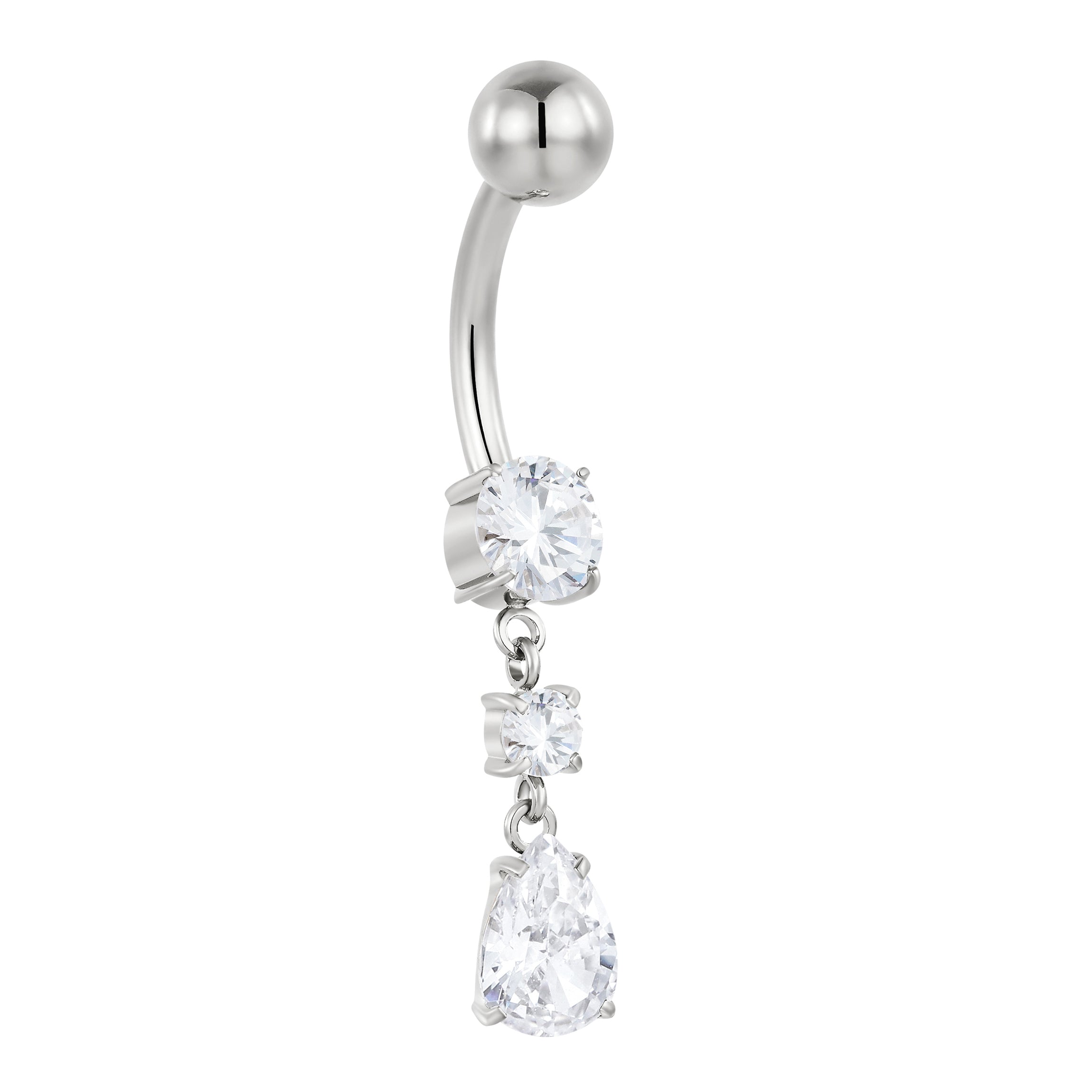 G23 Titanium Internally Threaded Gem Dangle Belly Button Ring | 14G | 1pc (Titanium - Plain)