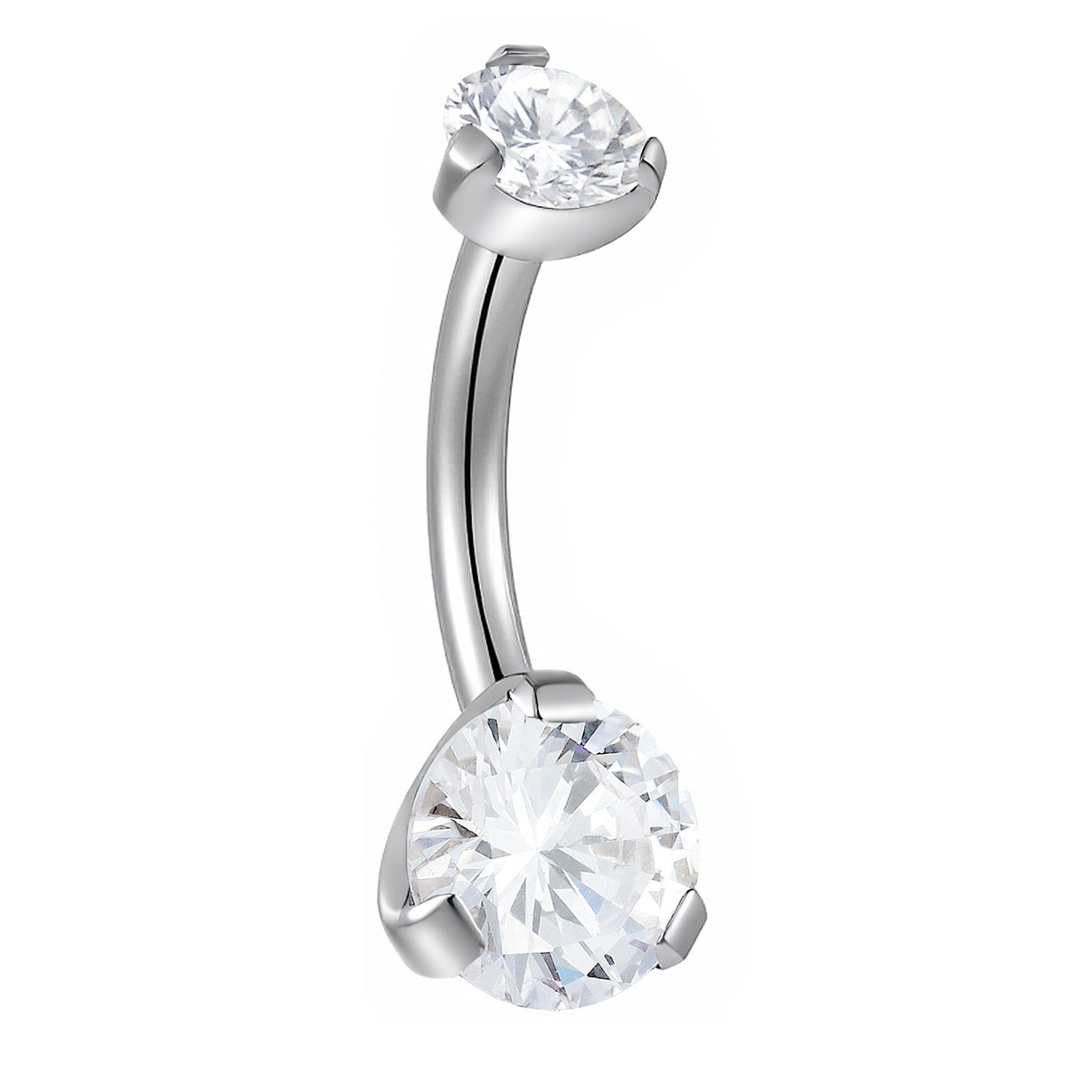 G23 Titanium Internally Threaded Gem Belly Button Ring | 14G Navel Bar | 1pc (Titanium - Plain)
