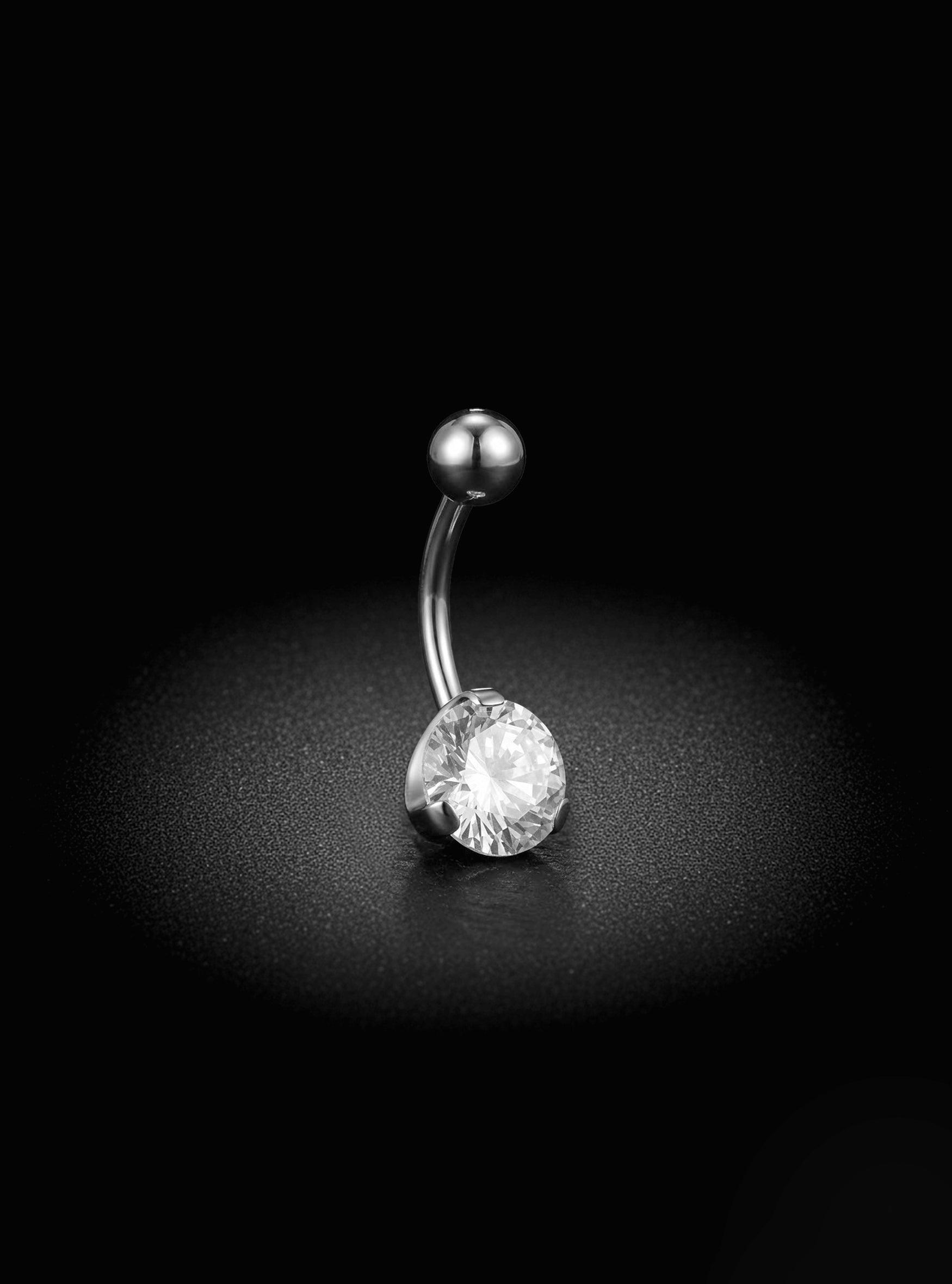 G23 Titanium Internally Threaded Gem Belly Button Ring | 14G Navel Bar | 1pc (Titanium - Plain)