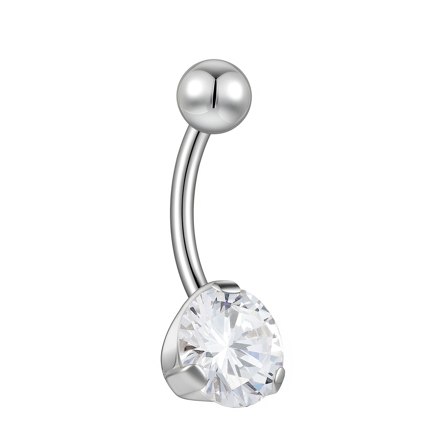G23 Titanium Internally Threaded Gem Belly Button Ring | 14G Navel Bar | 1pc (Titanium - Plain)