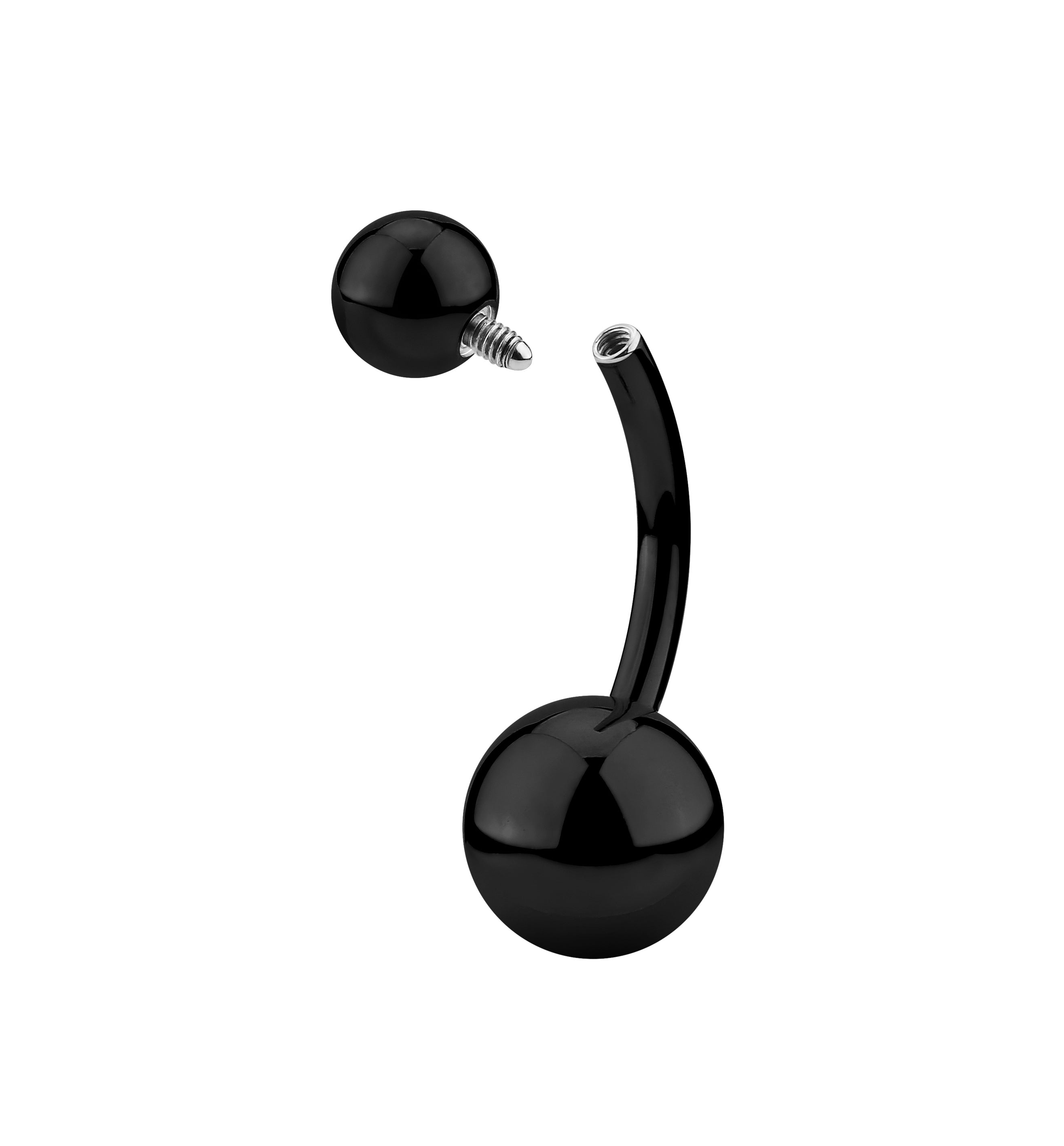 G23 Titanium Internally Threaded Ball Belly Button Ring | 14G | 1pc (Titanium - Black)
