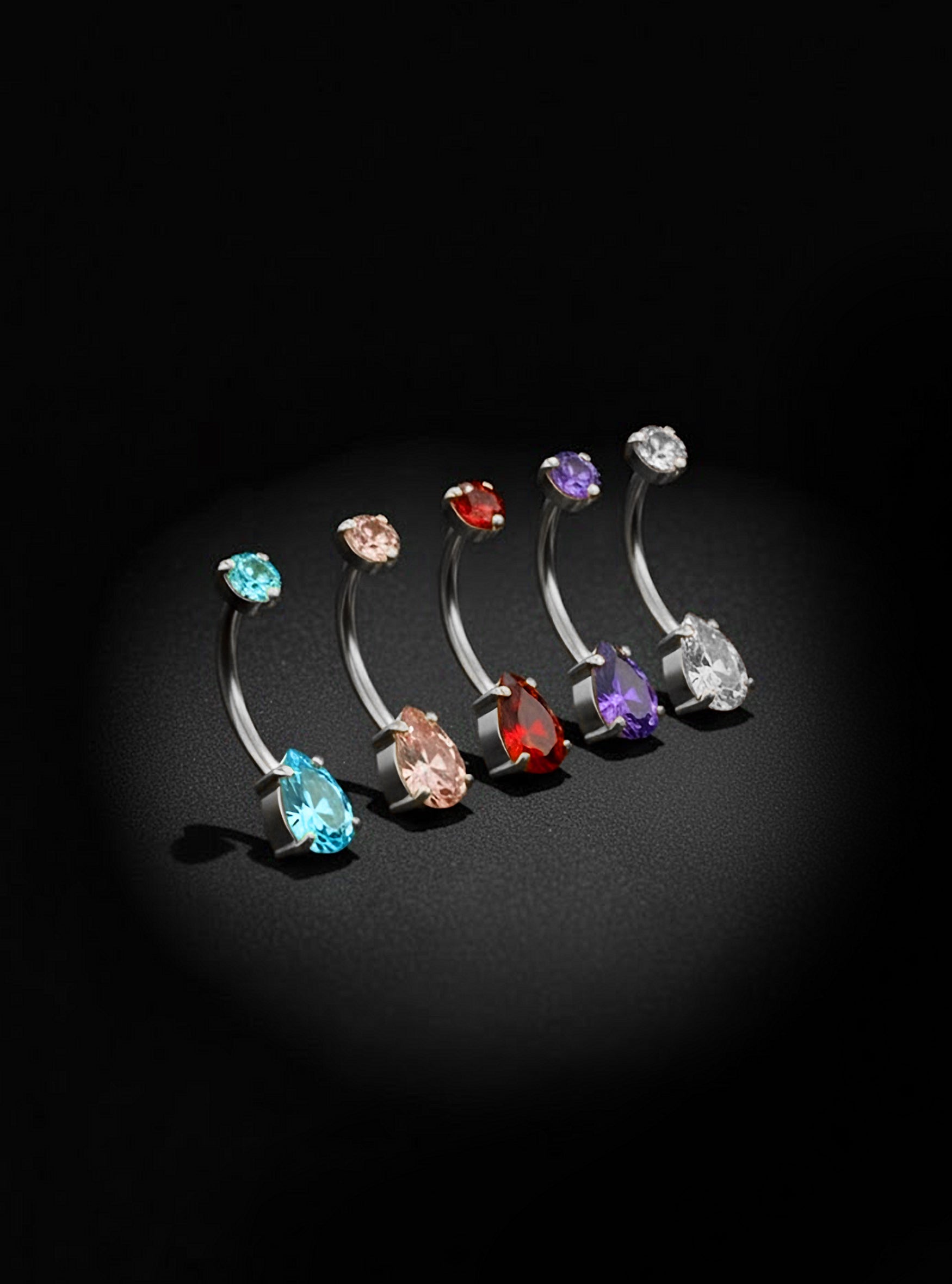 G23 Titanium Internally Threaded Pear Shape Gem Belly Button Ring | 14G | 1pc (Titanium - Plain)