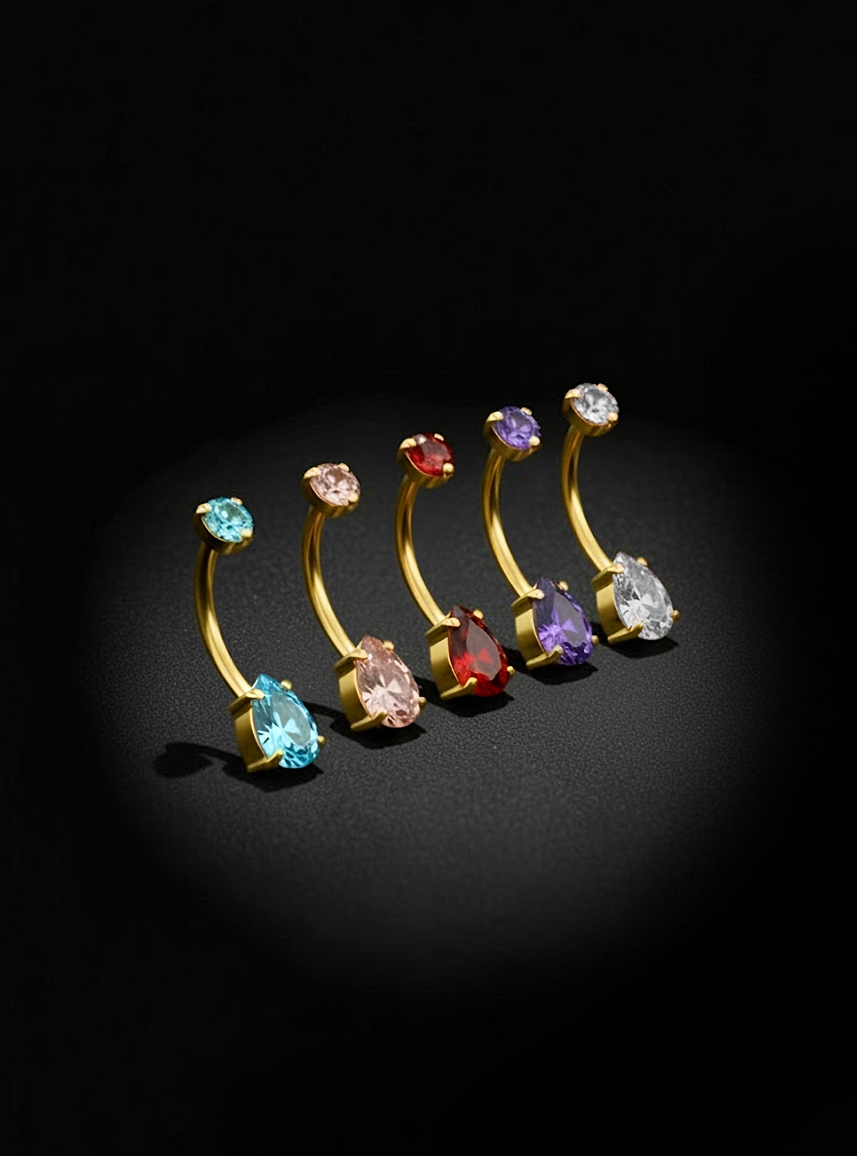 G23 Titanium Internally Threaded Pear Shape Gem Belly Button Ring | 14G | 1pc (Titanium - Yellow)