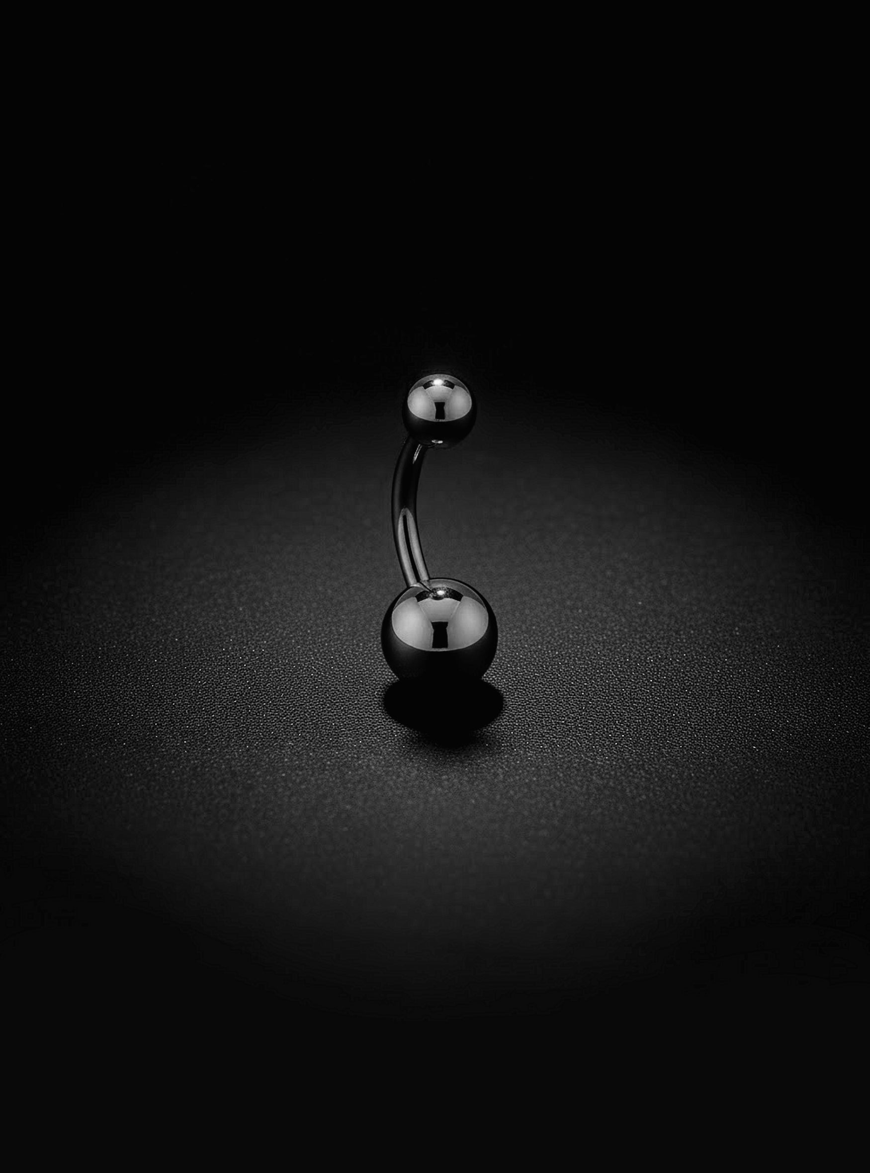 G23 Titanium Internally Threaded Ball Belly Button Ring | 14G | 1pc (Titanium - Black)
