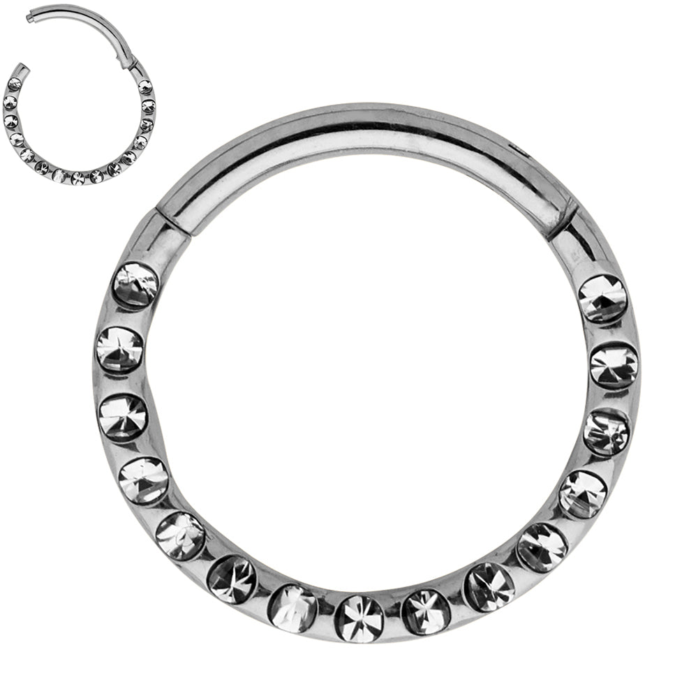 G23 Titanium Hinged Hoop Gem Segment Ring | 16G Body Jewellery | 2pc (Titanium - Plain)