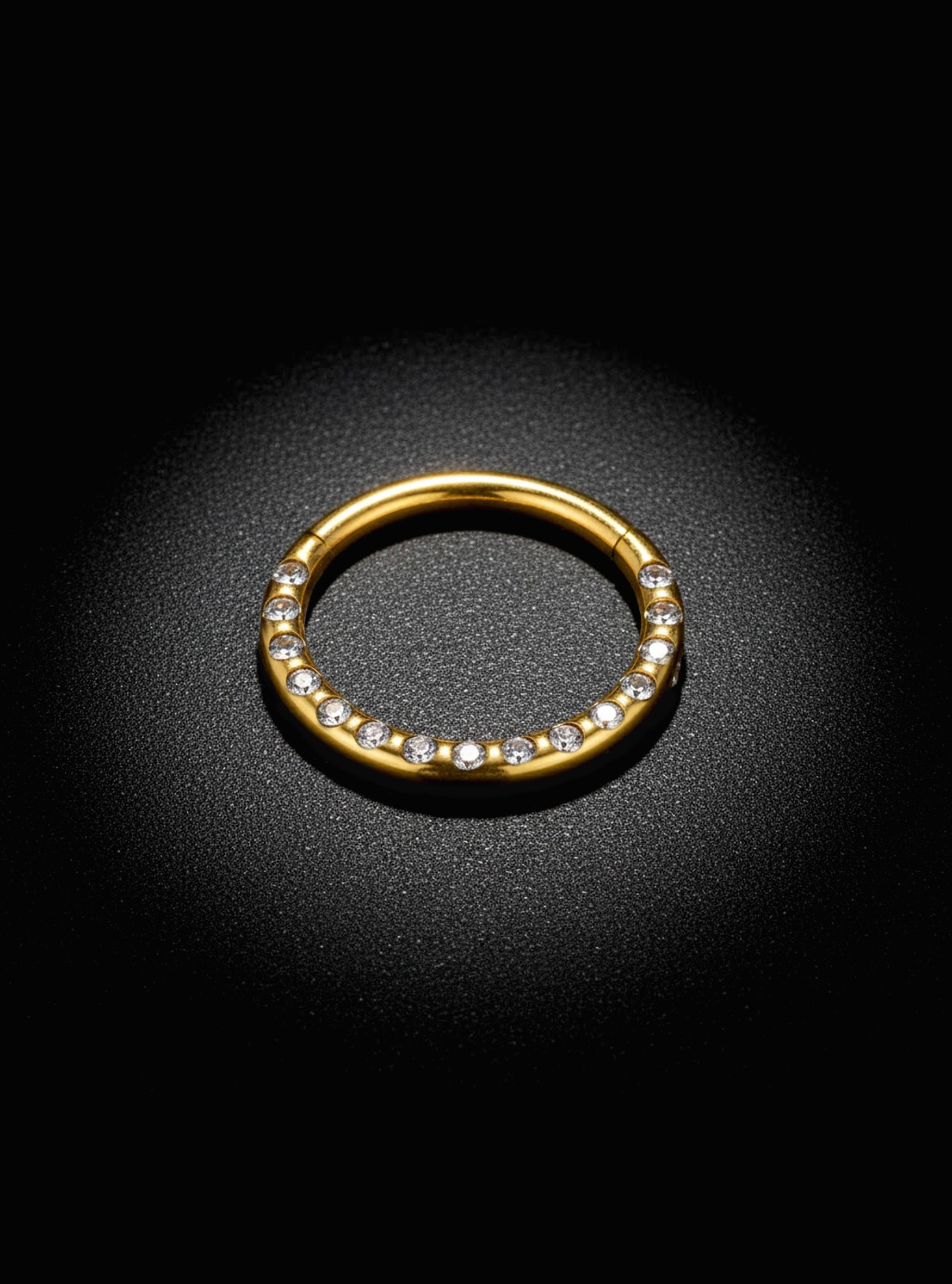 G23 Titanium Hinged Hoop Gem Segment Ring | 16G Body Jewellery | 2pc (Titanium - Yellow)