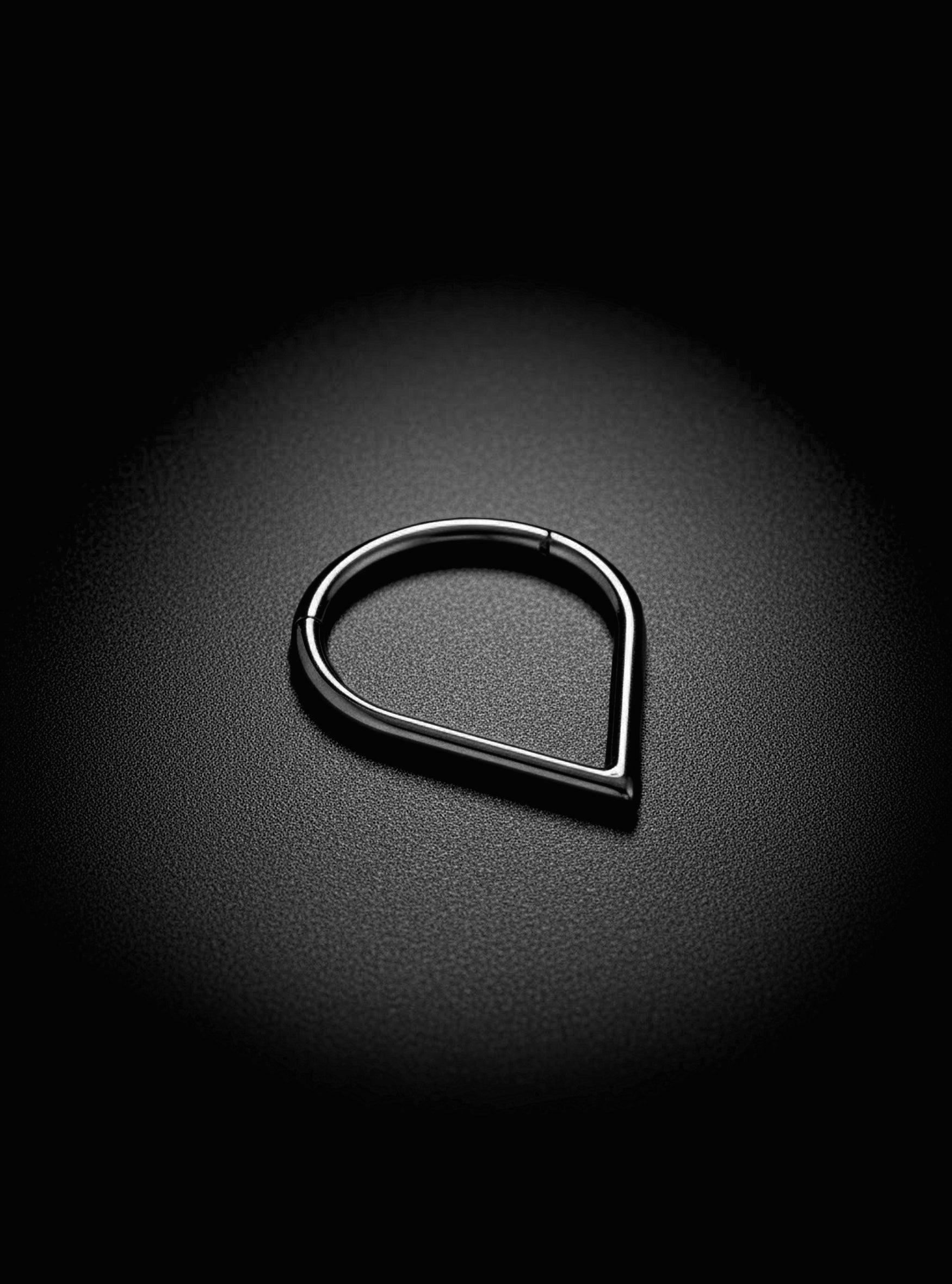 G23 Titanium Tear Drop Hinged Hoop Segment Ring | 16G Body Jewellery | 2pc (Titanium - Black)