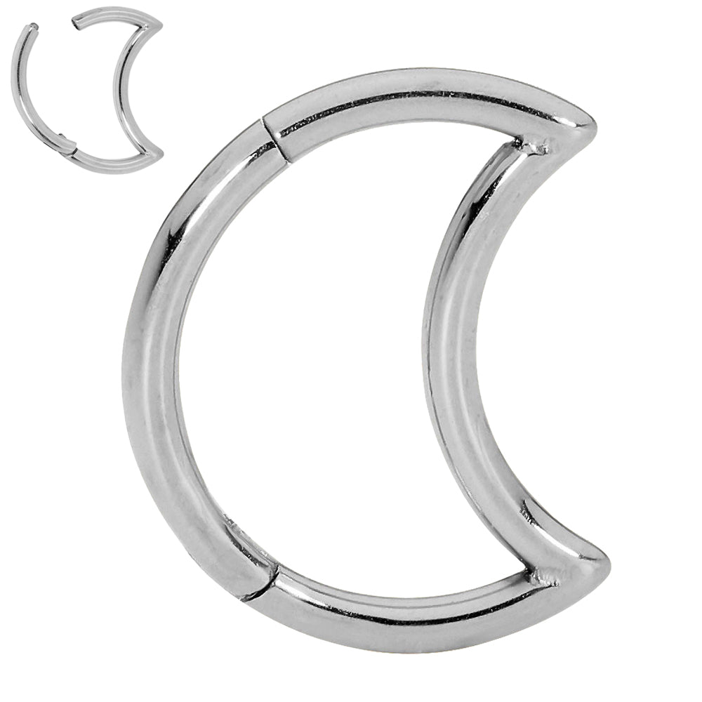 G23 Titanium Moon Hinged Hoop Segment Ring | 16G Body Jewellery | 2pc (Titanium - Plain)