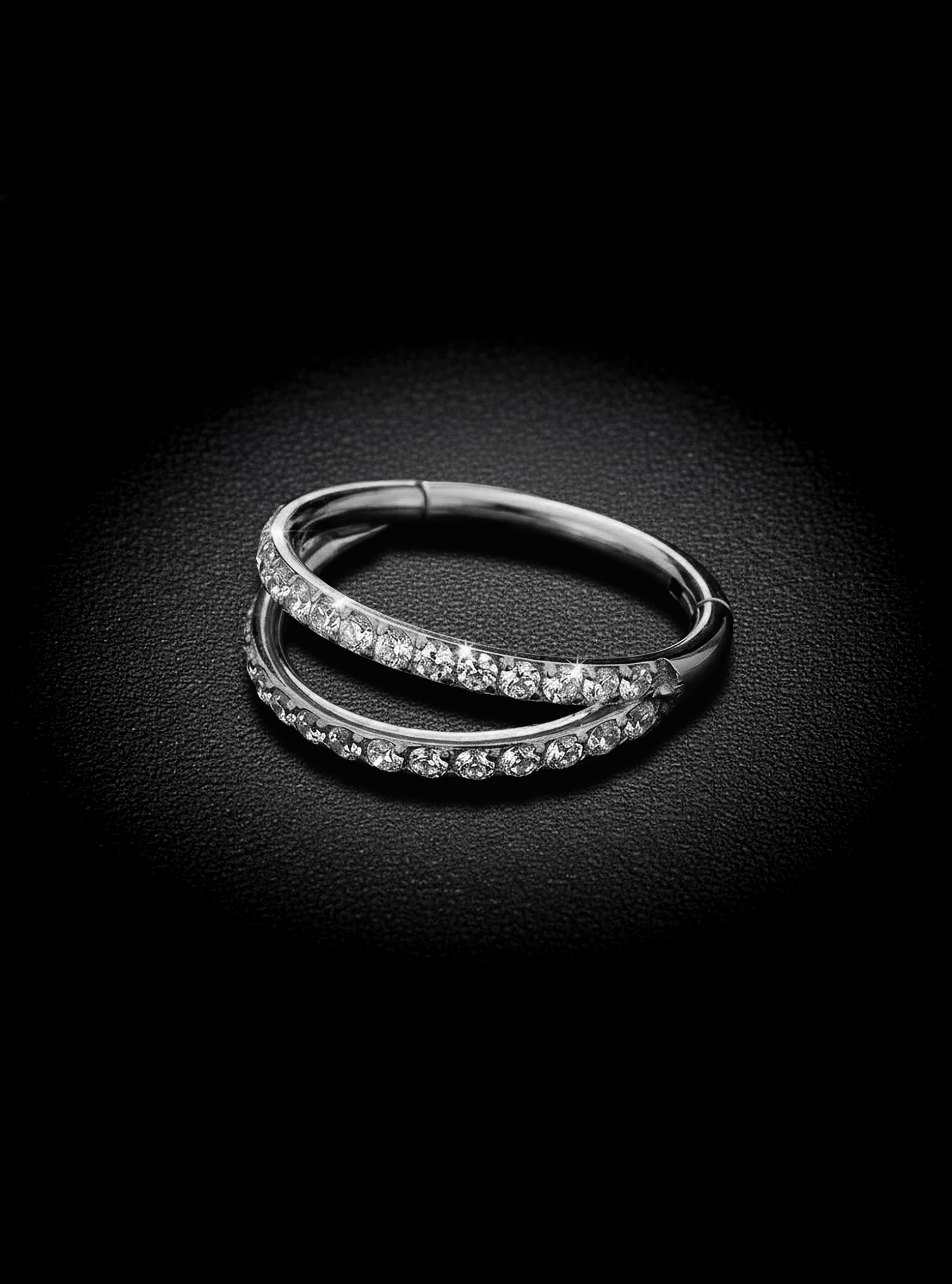 G23 Titanium Double Gem Segment Ring | 16G Clicker Hoop | 2pc (Titanium - Plain)