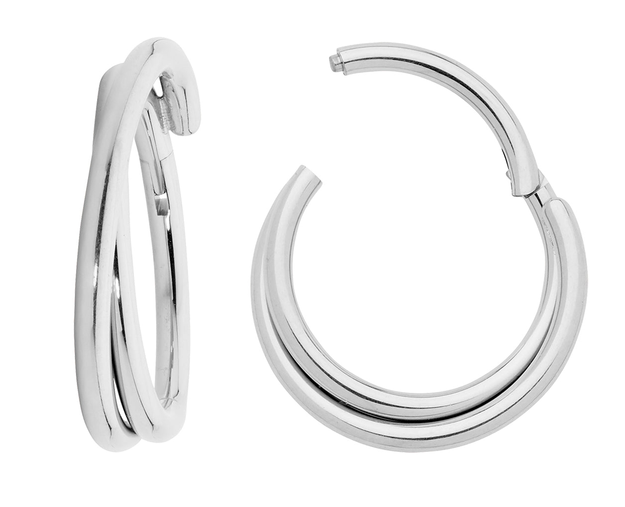 1 Pair 16G Titanium Double Twist Hinged Hoop Segment Rings Sleeper Earrings 8mm 10mm - Pierced Koala