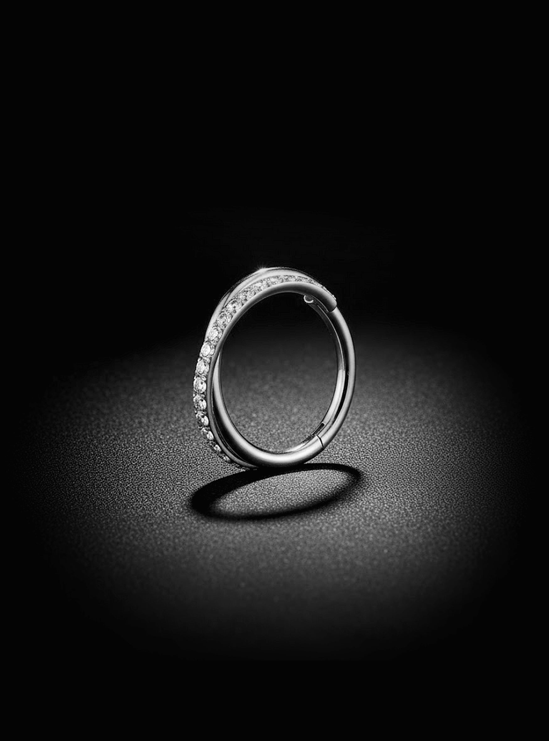 G23 Titanium Double Twist Gem Hinged Segment Ring | 16G Body Jewellery | 2pc (Titanium - Plain)