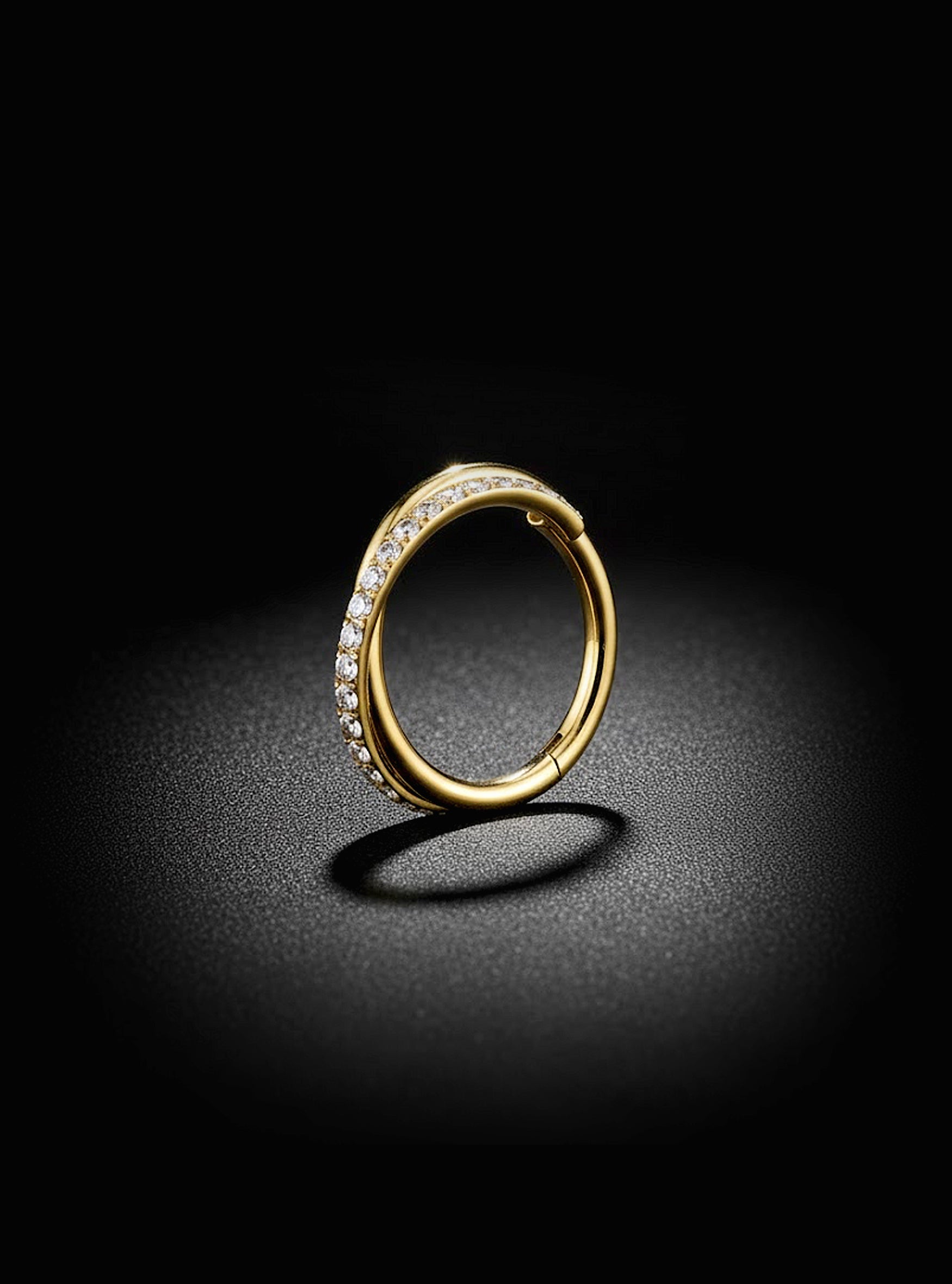 G23 Titanium Double Twist Gem Hinged Segment Ring | 16G Body Jewellery | 2pc (Titanium - Yellow)