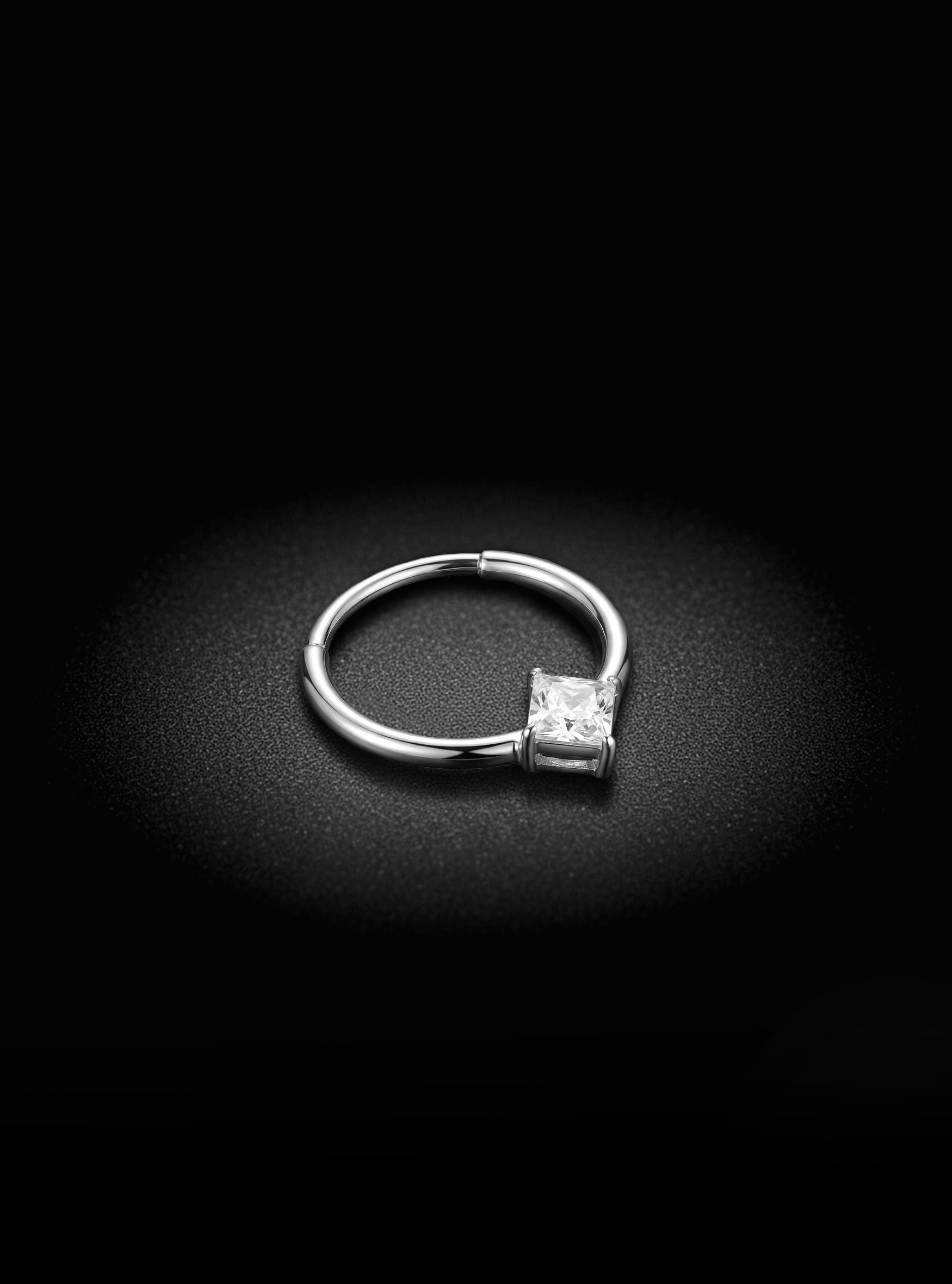 G23 Titanium Princess Cut Gem Segment Ring | 18G 10mm Clicker | 2pc (Titanium - Plain)