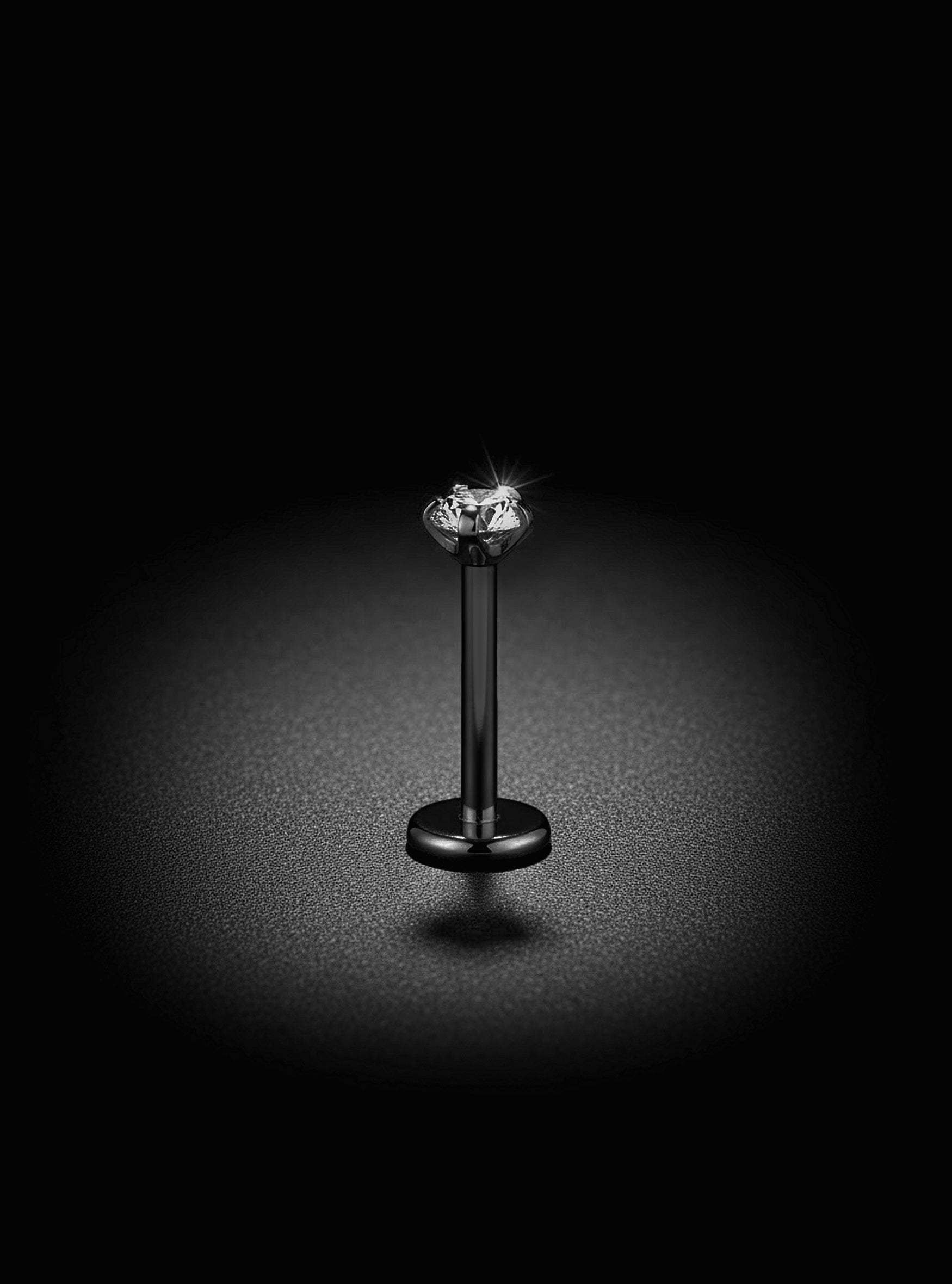 Internally Threaded Gem Labret 2pc (Titanium - Black)