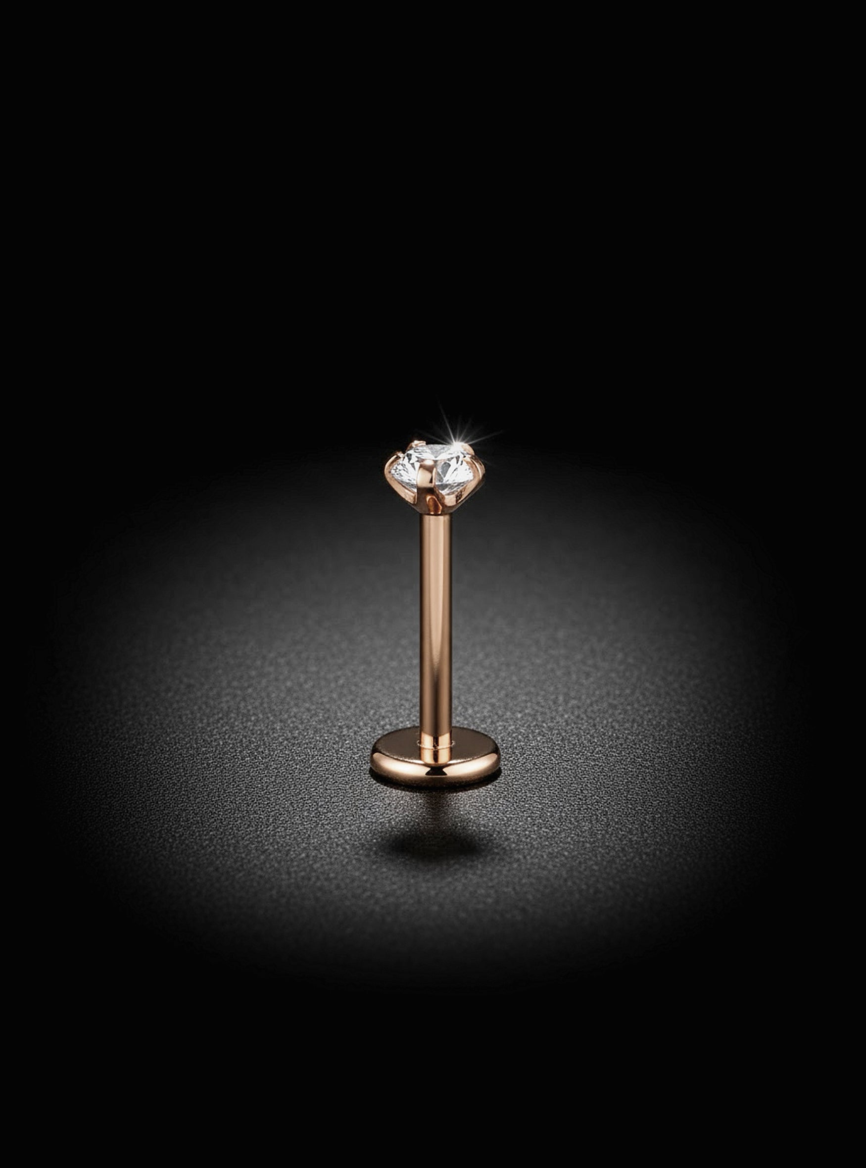 Internally Threaded Gem Labret 2pc (Titanium - Rose)