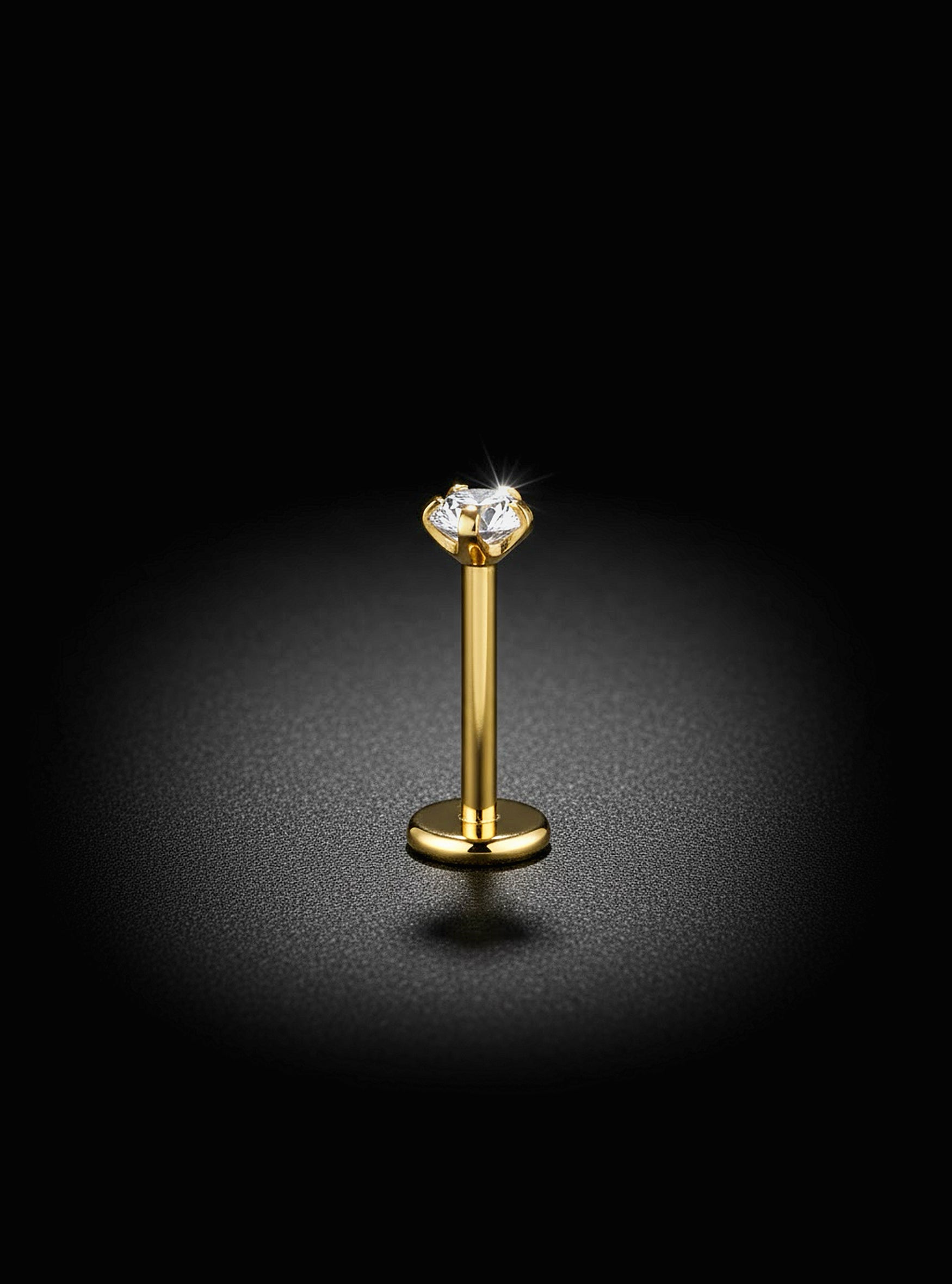 Internally Threaded Gem Labret 2pc (Titanium - Yellow)