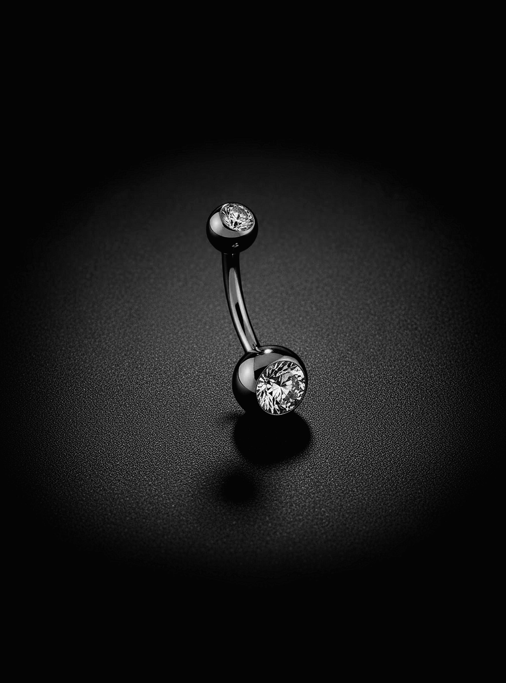G23 Titanium Internally Threaded Gem Belly Button Ring | 14G | 1pc (Titanium - Black)