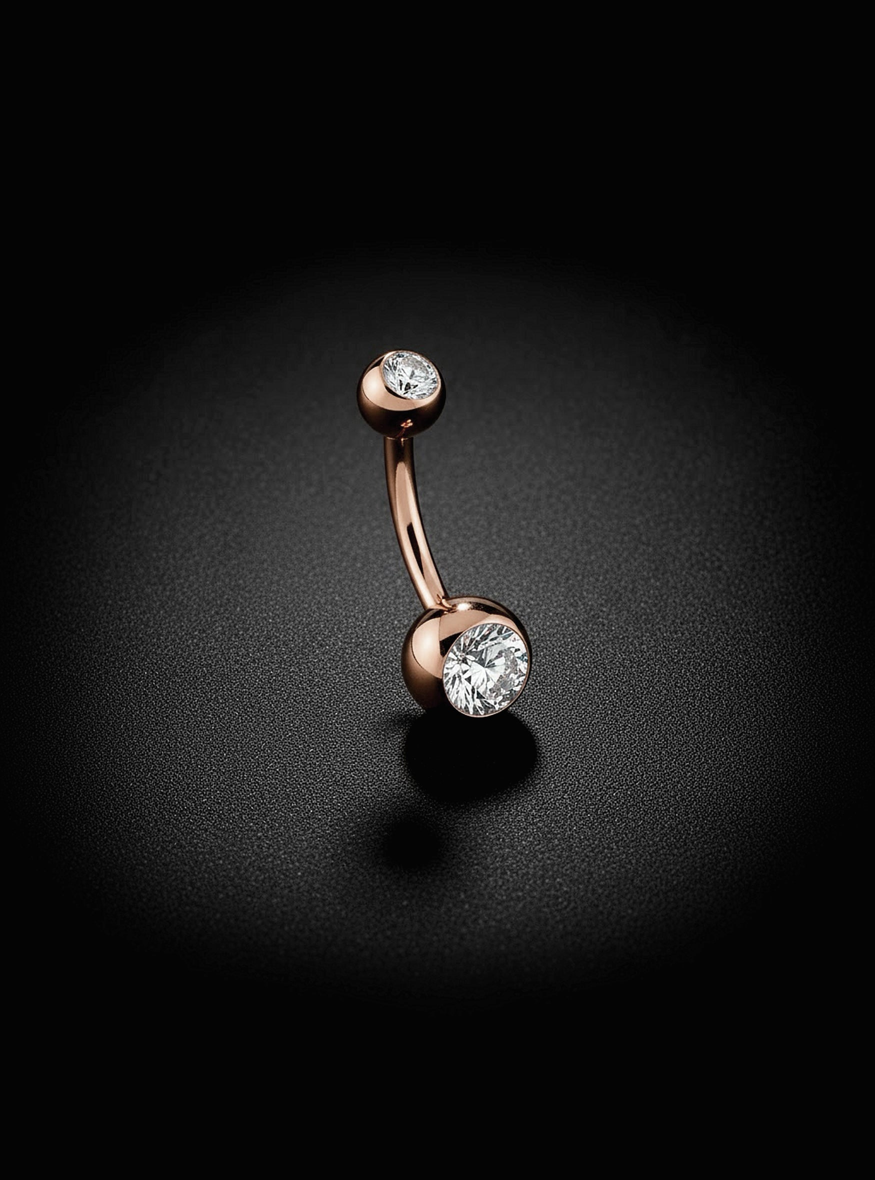 Internally Threaded Gem Belly Button Ring 1pc (Titanium - Rose)