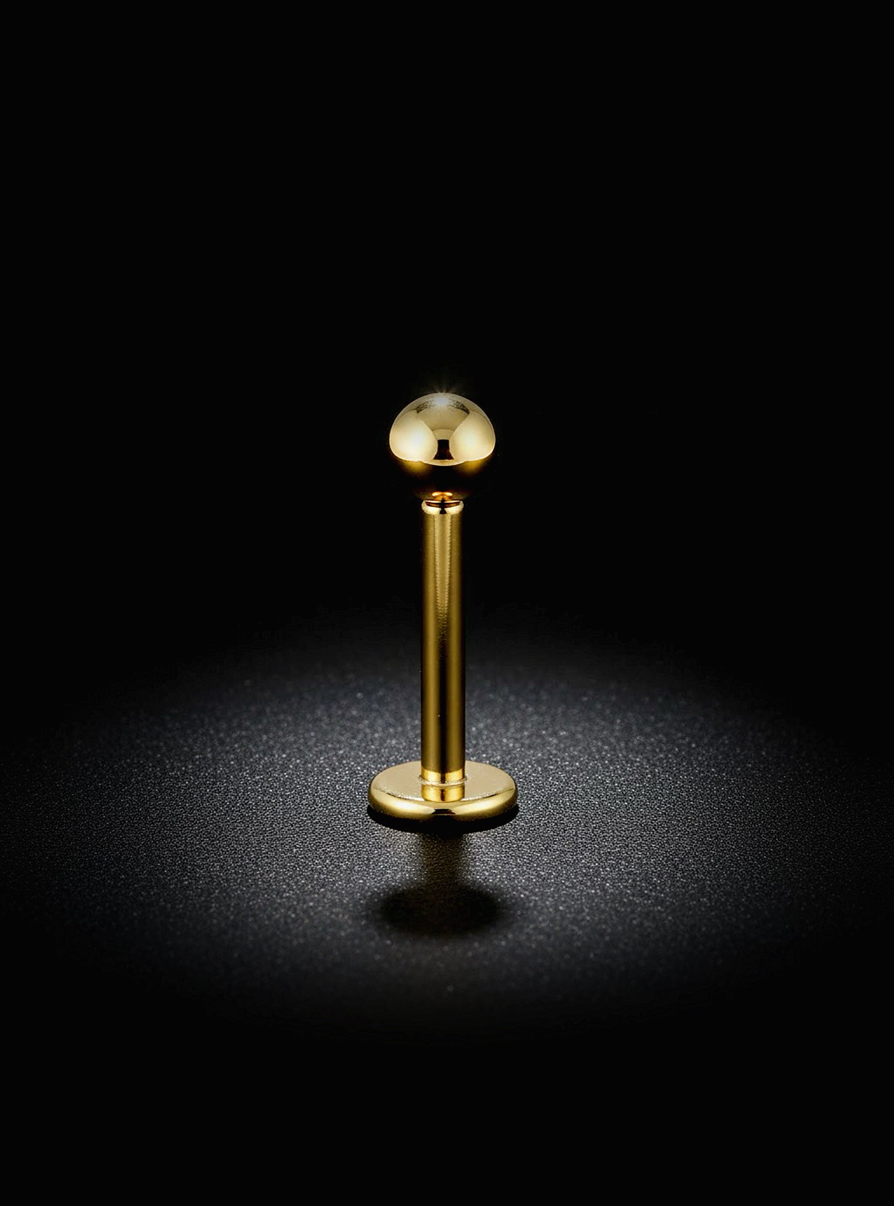 Threadless Ball Labret 2pc (Titanium - Yellow)