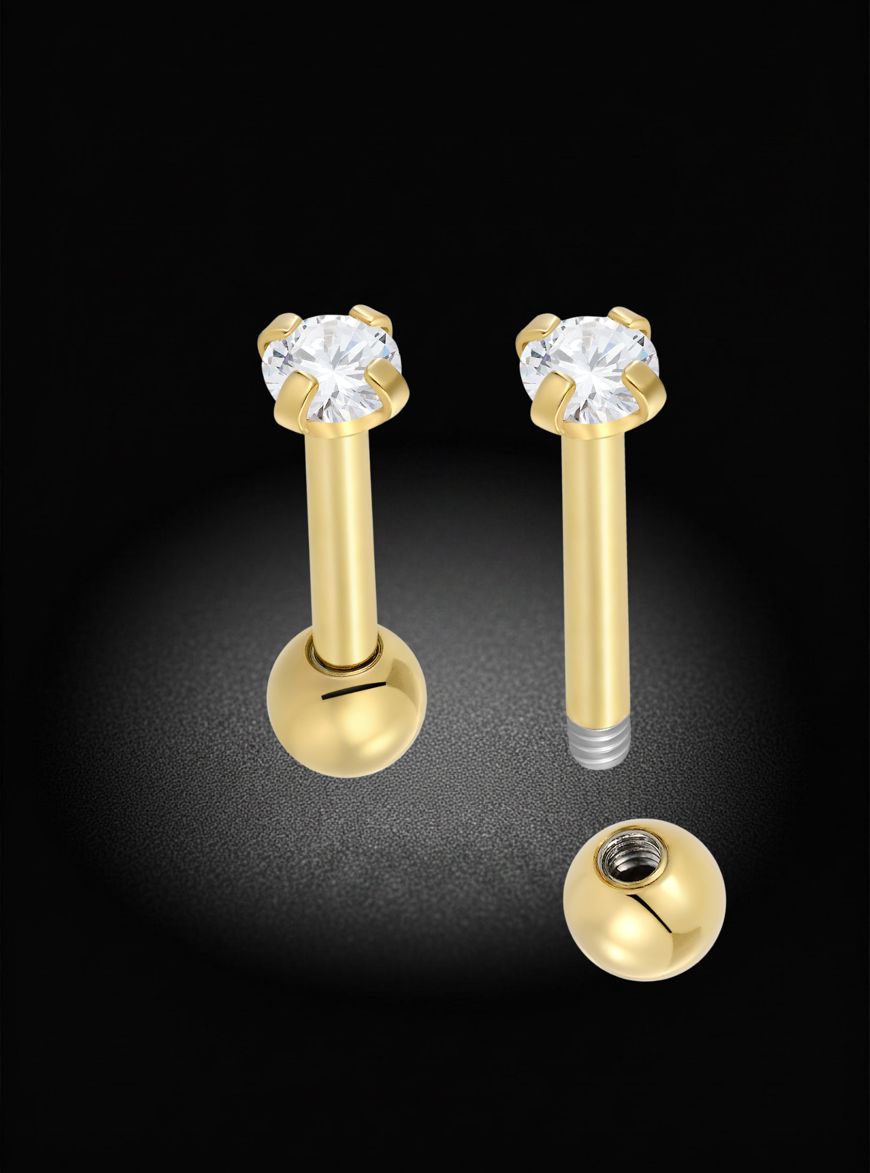 G23 Titanium Gem Tragus Helix Cartilage Barbell | 16G Body Jewellery | 2pc (Titanium - Yellow)