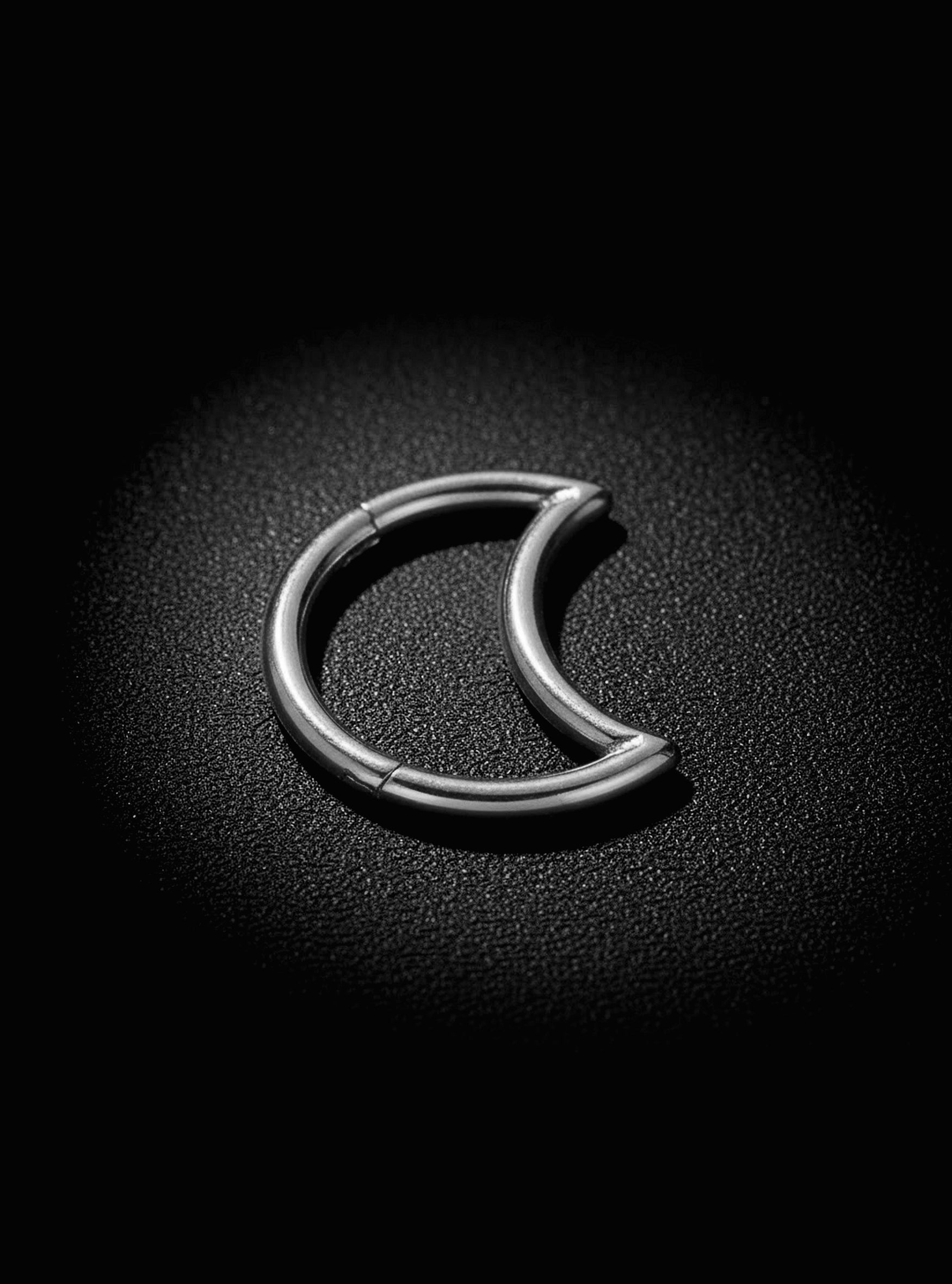 G23 Titanium Moon Hinged Hoop Segment Ring | 16G Body Jewellery | 2pc (Titanium - Plain)