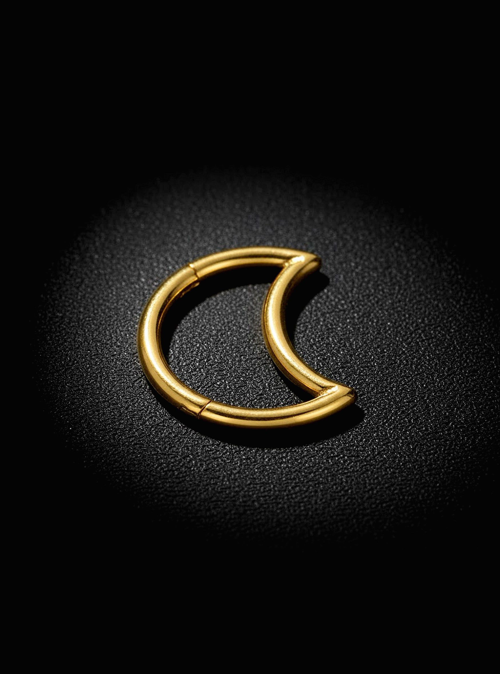 G23 Titanium Moon Hinged Hoop Segment Ring | 16G Body Jewellery | 2pc (Titanium - Yellow)