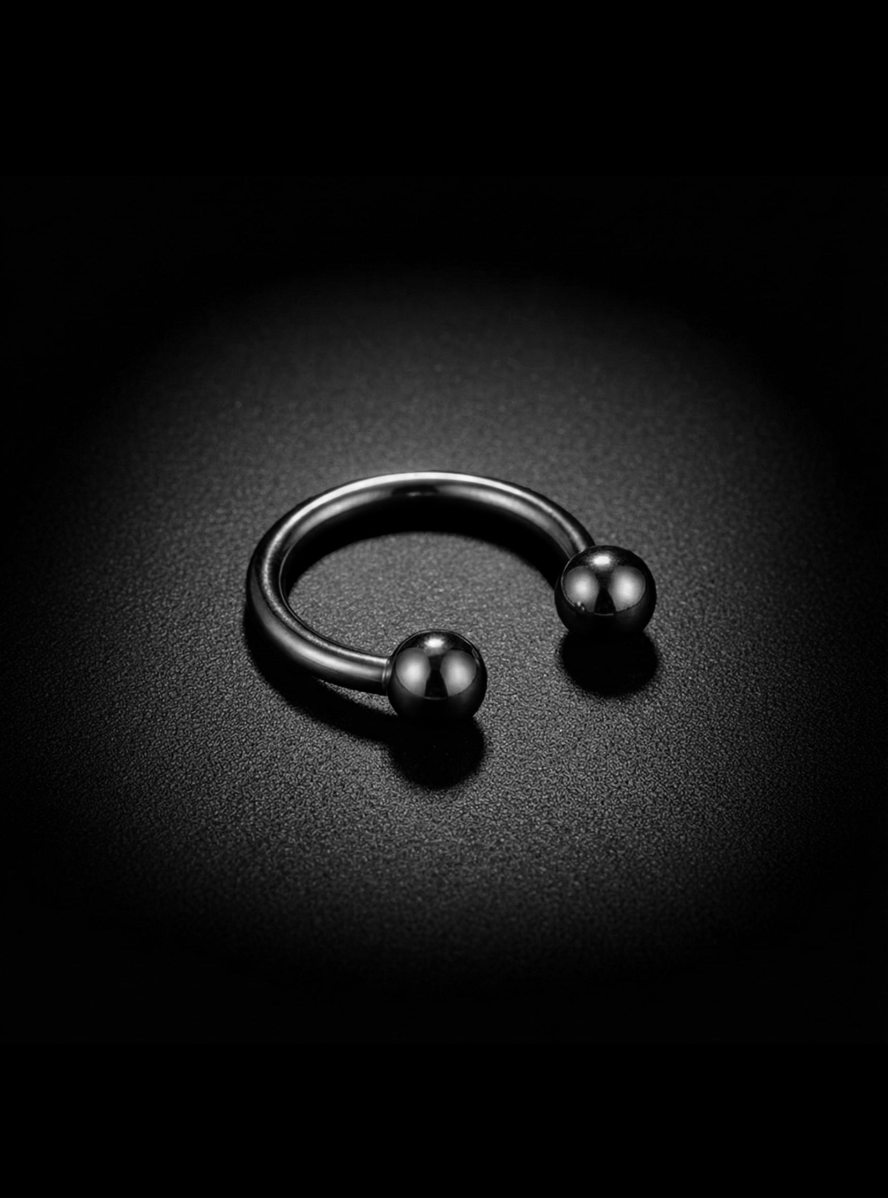 G23 Titanium Internally Threaded Circular Barbell Ring | 16G - 10G Body Jewellery | 2pc (Titanium - Black)