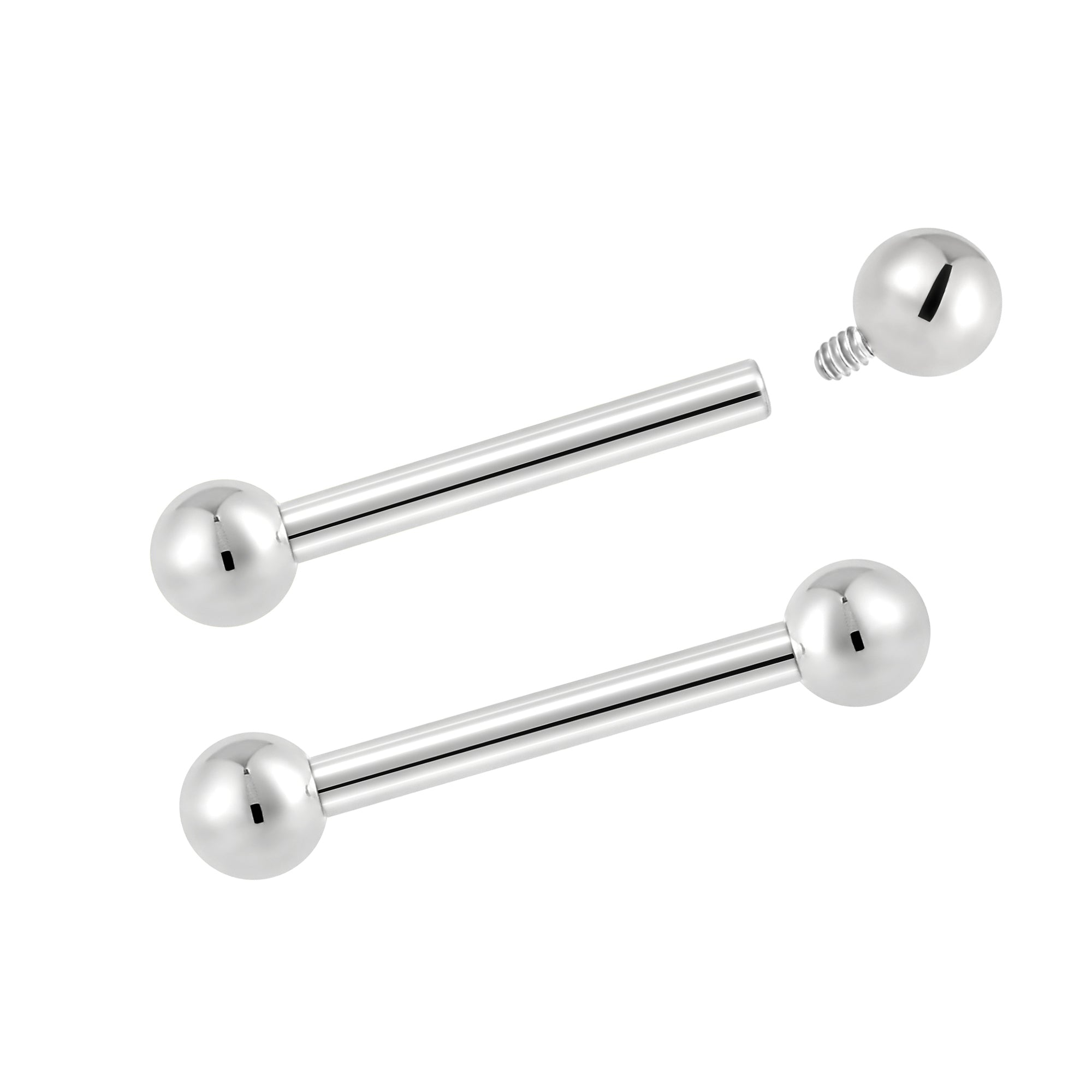 2 Pieces G23 Titanium 16G 14G Internally Threaded Barbell Tongue Nipple Industrial Ear Bar Piercing 8mm - 14mm - Pierced Koala