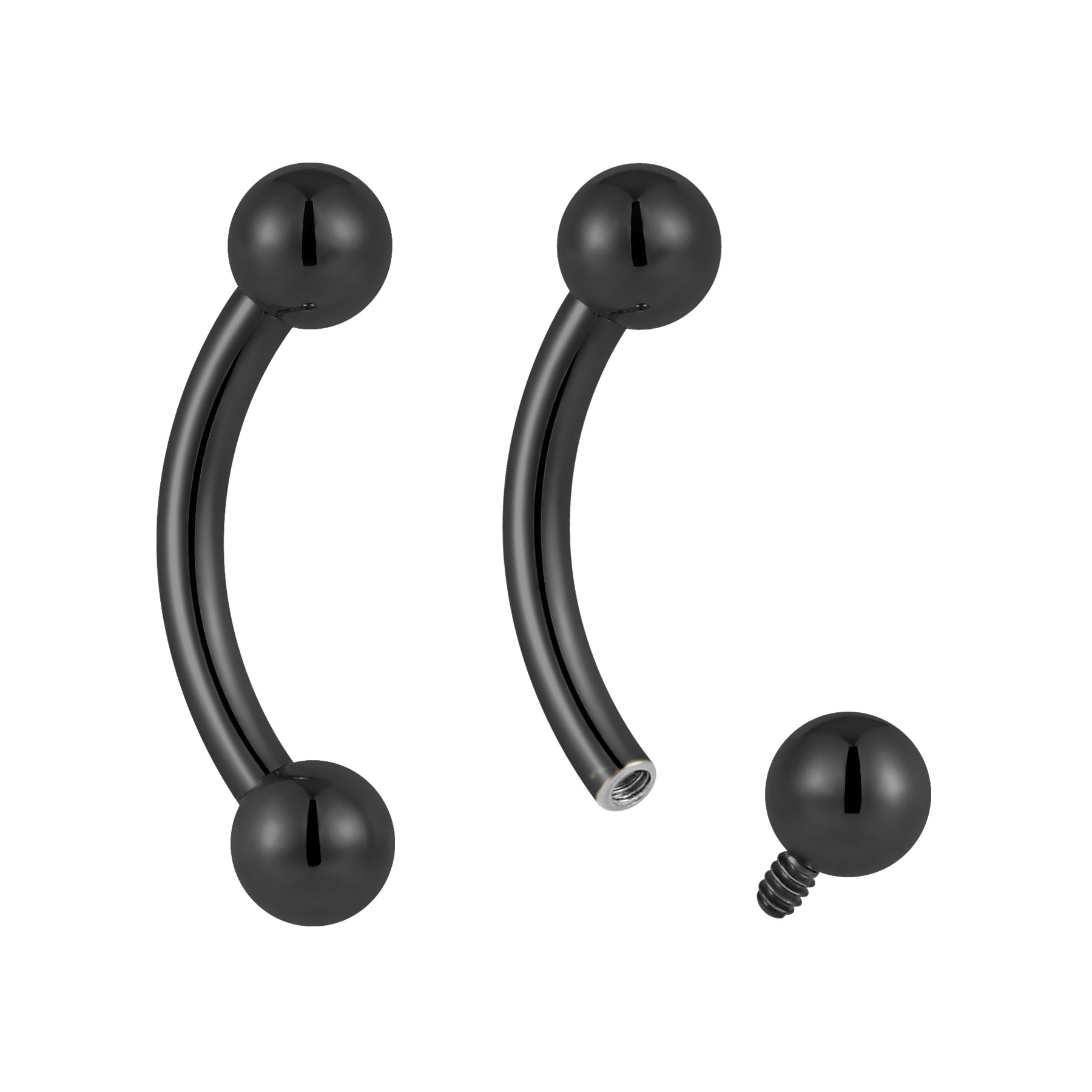 Internally Threaded Curved Barbell 2pc (Titanium - Black)