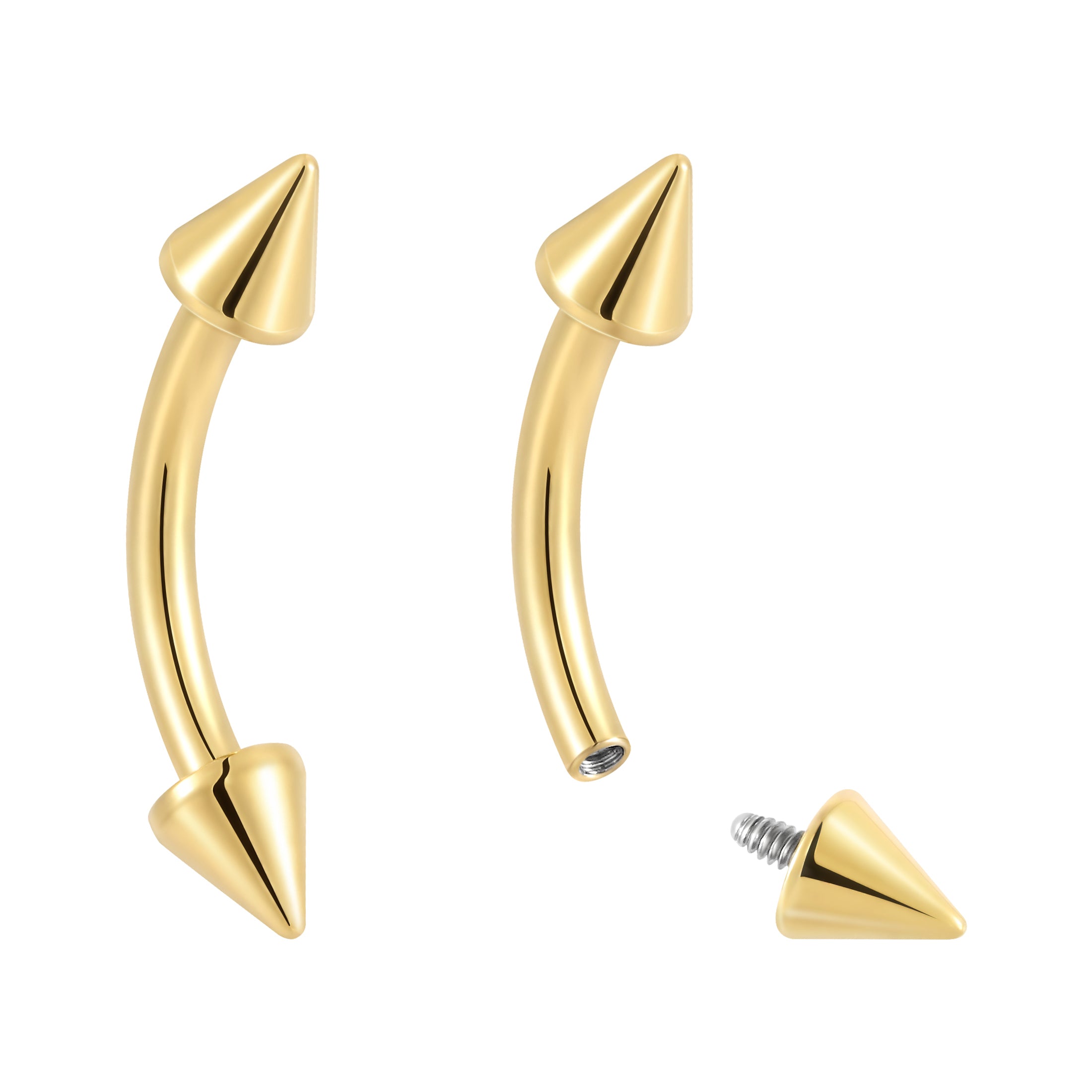 Internally Threaded Arrow Barbell 2pc (Titanium - Yellow)