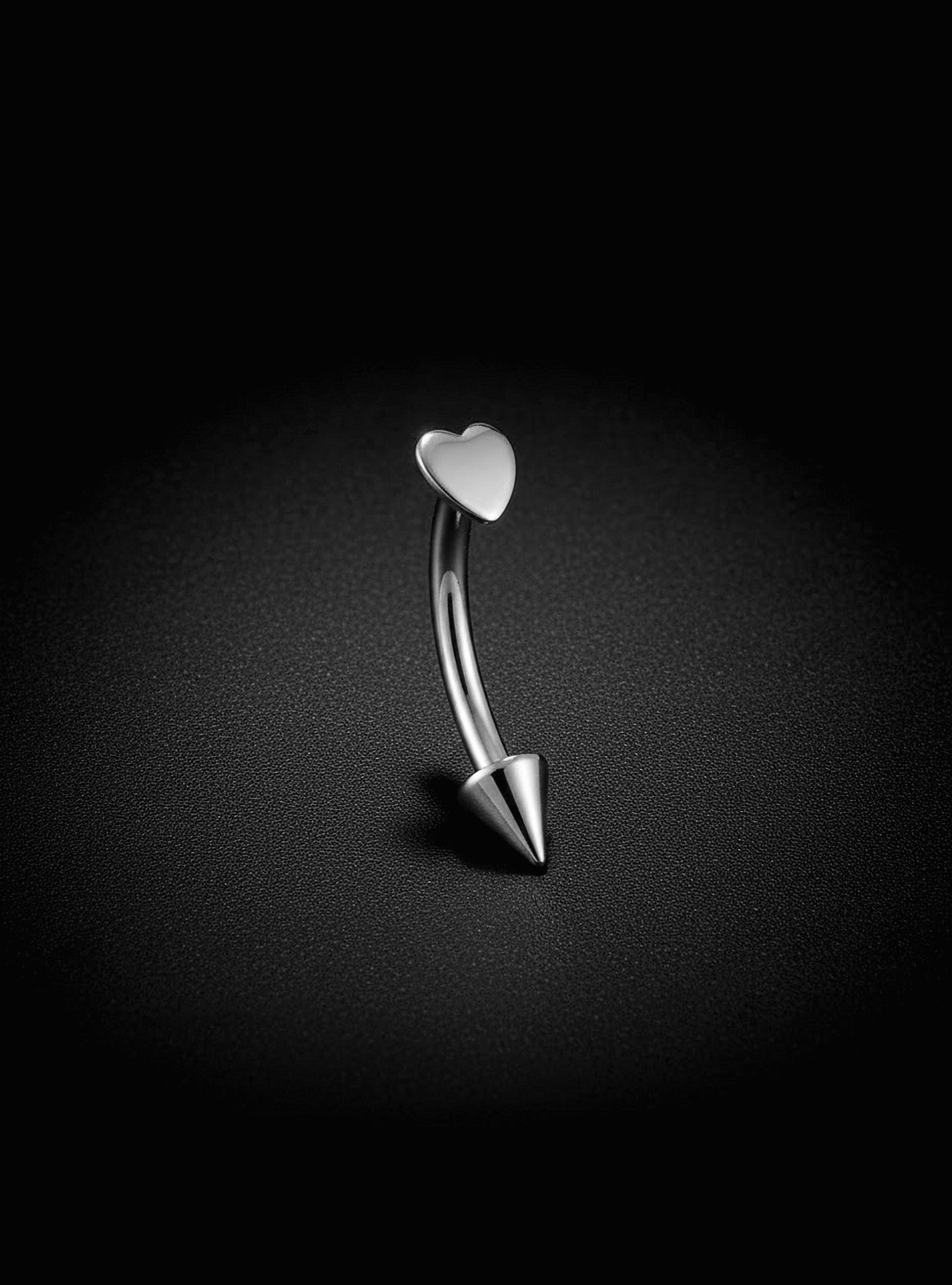 G23 Titanium Internally Threaded Heart Arrow Barbell Ring | 16G Body Jewellery | 2pc (Titanium - Plain)