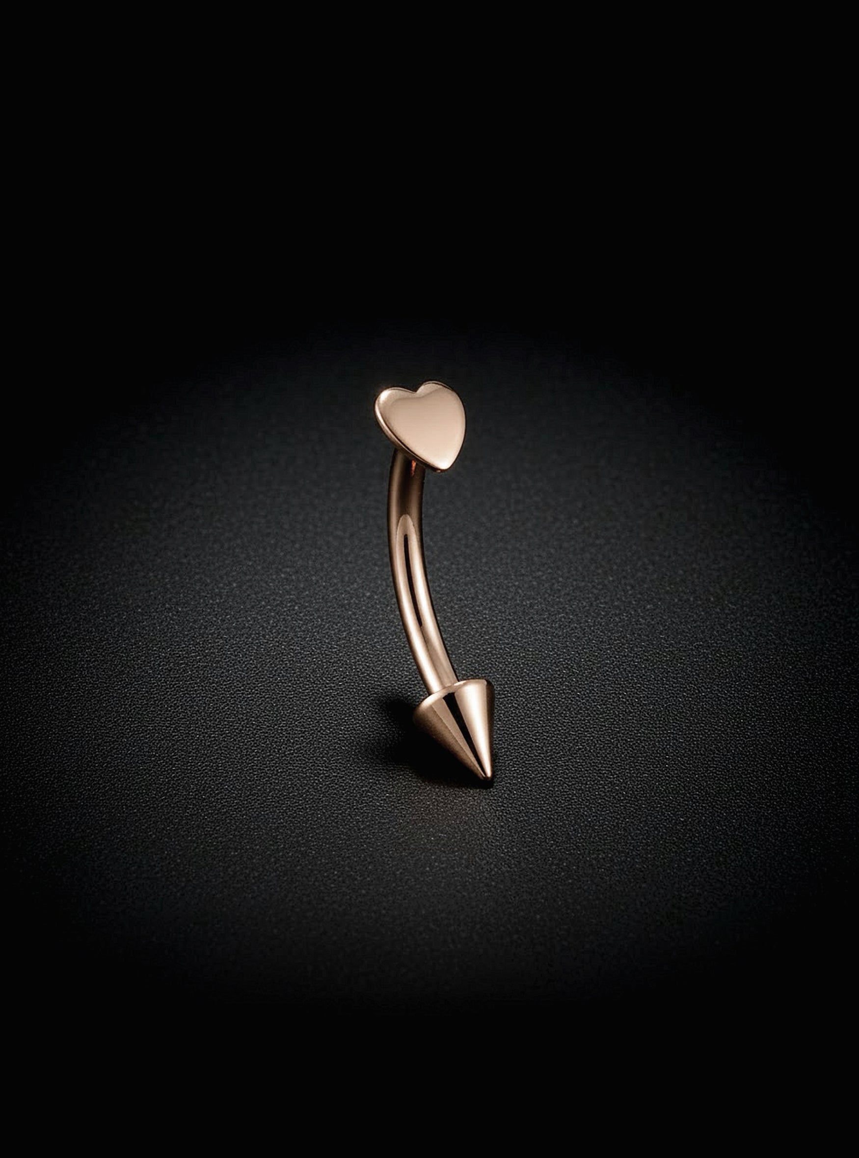 Internally Threaded Heart Arrow Spike Barbells 2pc (Titanium - Rose)