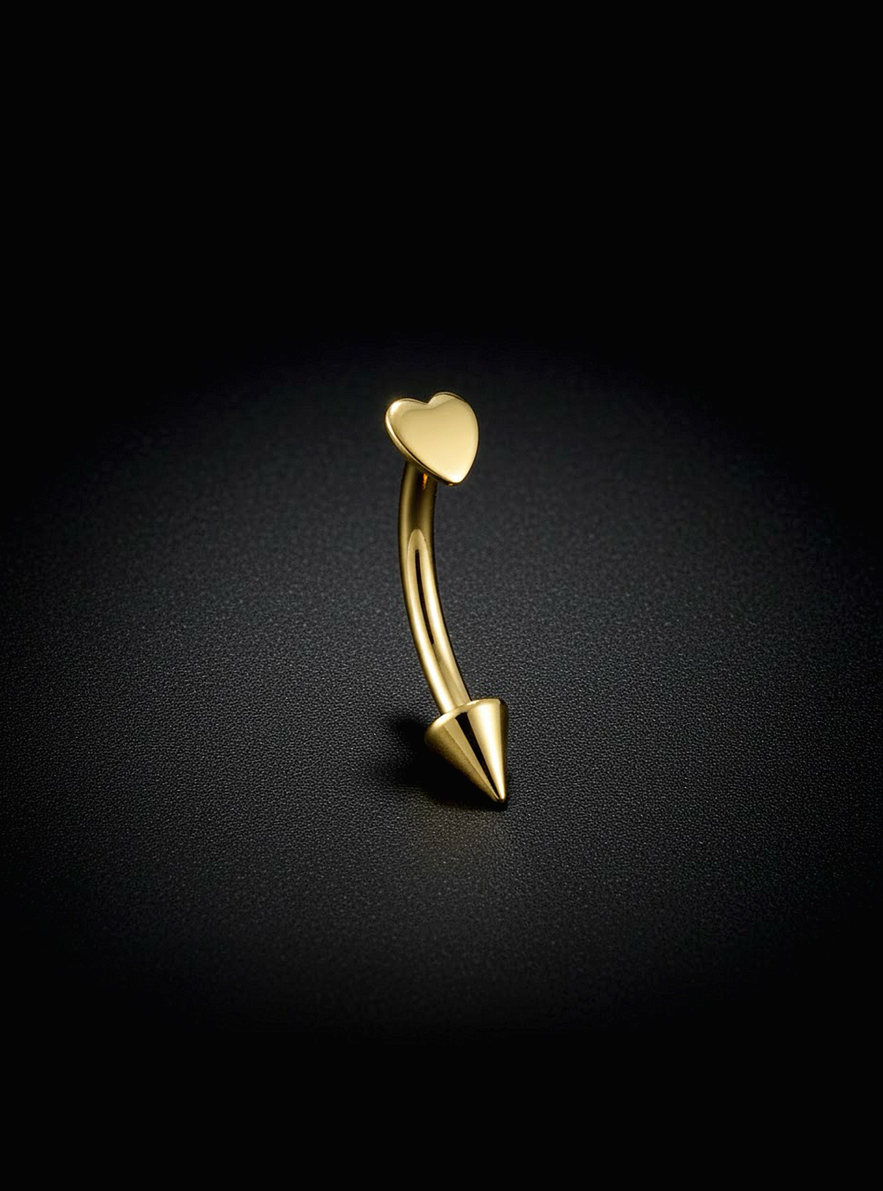 Internally Threaded Heart Arrow Barbells 2pc (Titanium - Yellow)