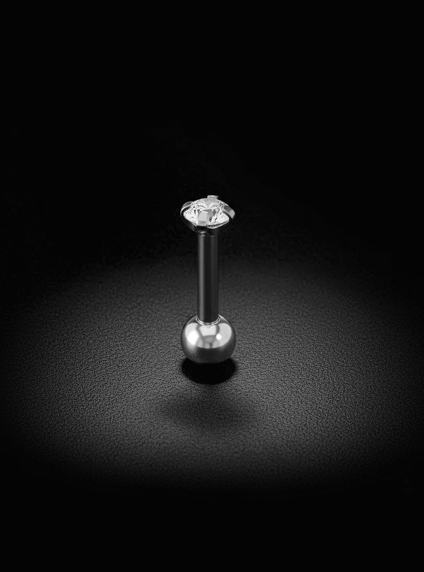 G23 Titanium Gem Tragus Helix Cartilage Barbell | 16G Body Jewellery | 2pc (Titanium - Plain)