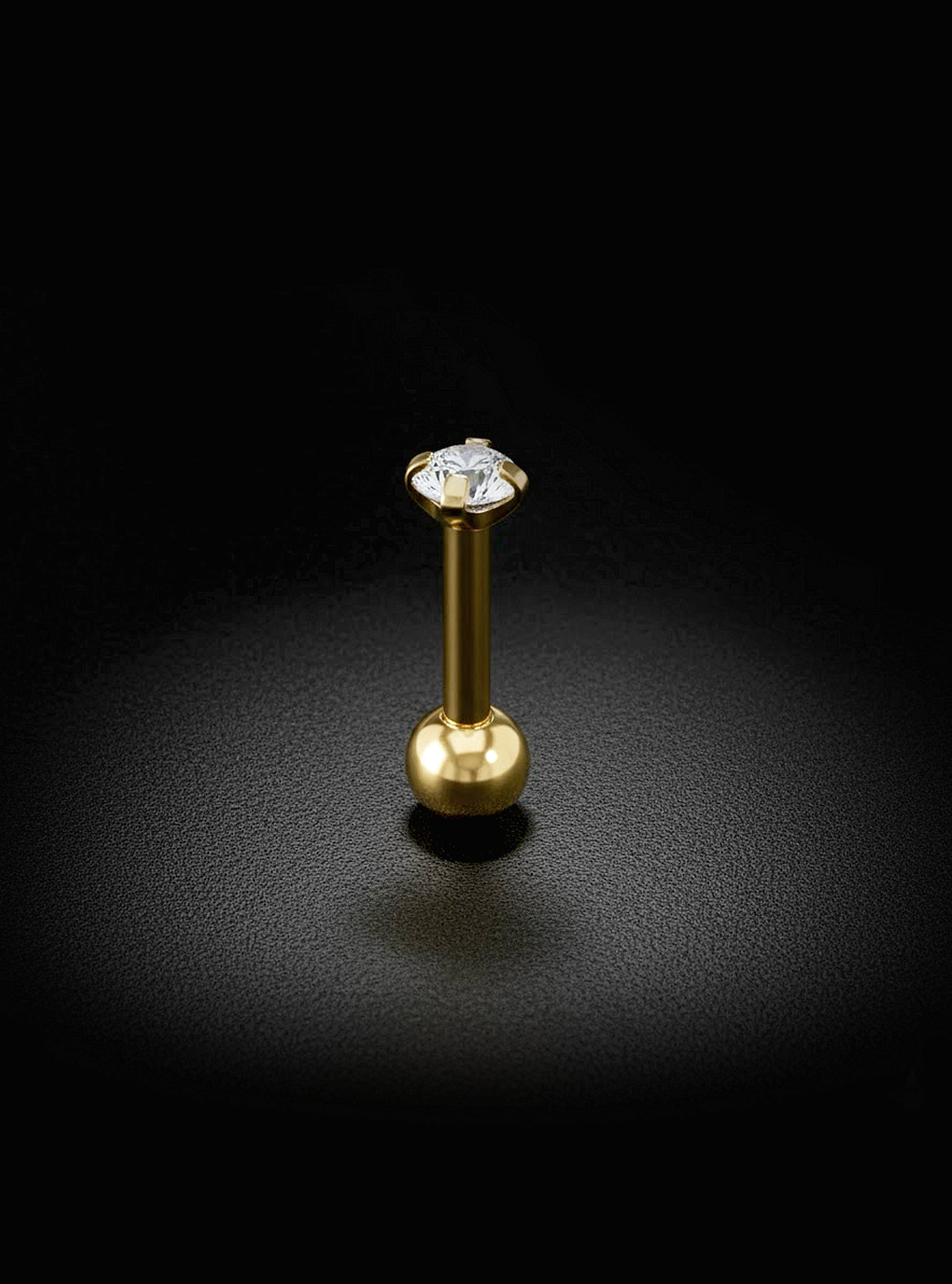G23 Titanium Gem Tragus Helix Cartilage Barbell | 16G Body Jewellery | 2pc (Titanium - Yellow)