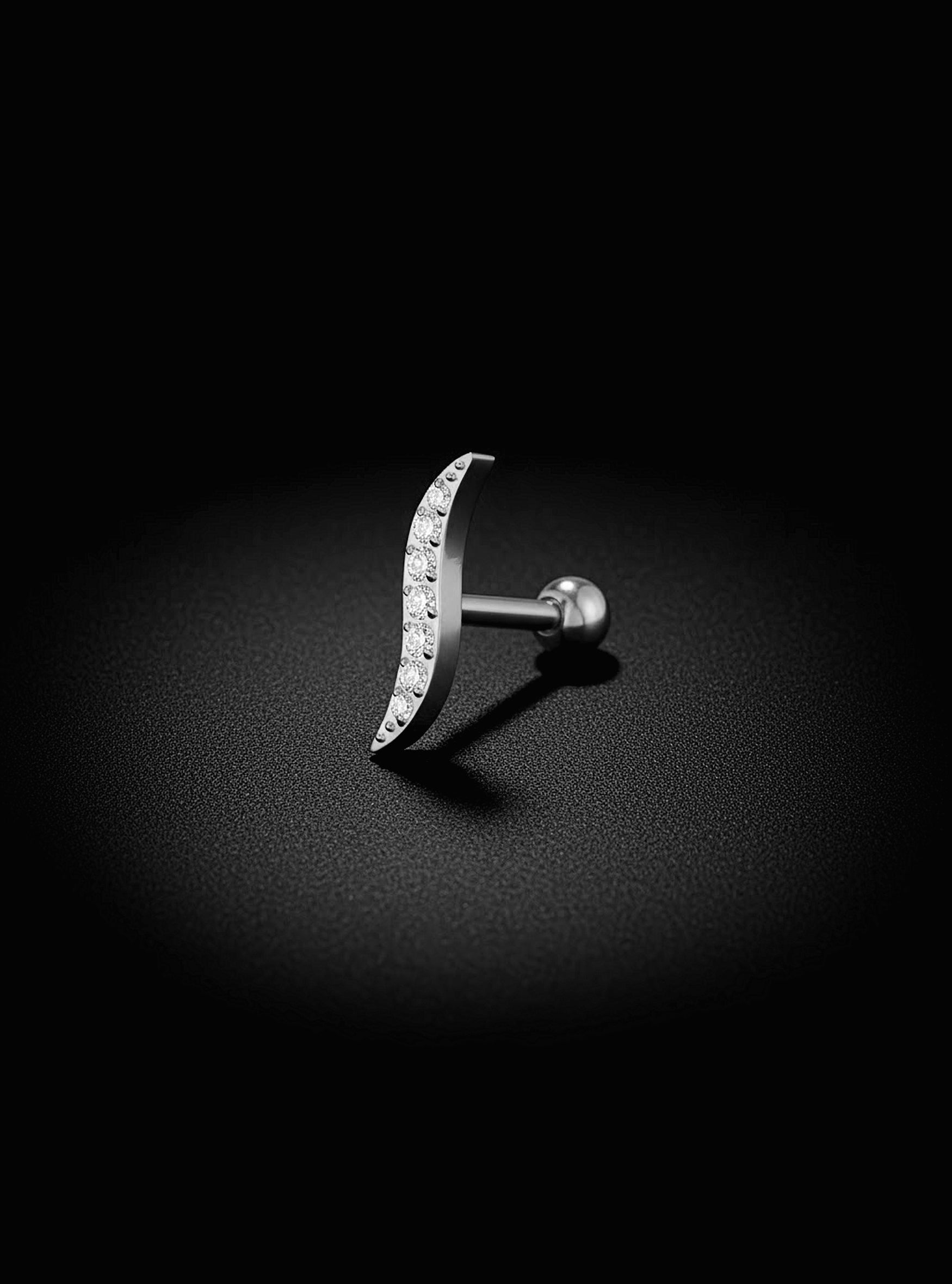 G23 Titanium Gem Tragus Helix Cartilage Barbell | 16G 6mm | 2pc (Titanium - Plain)