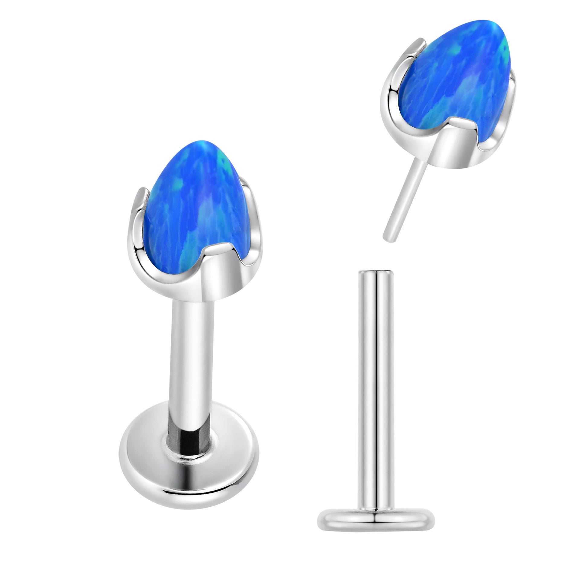 G23 Titanium Threadless Gem Labret | 16G Flat Back Stud | 2pc (Titanium - Plain)