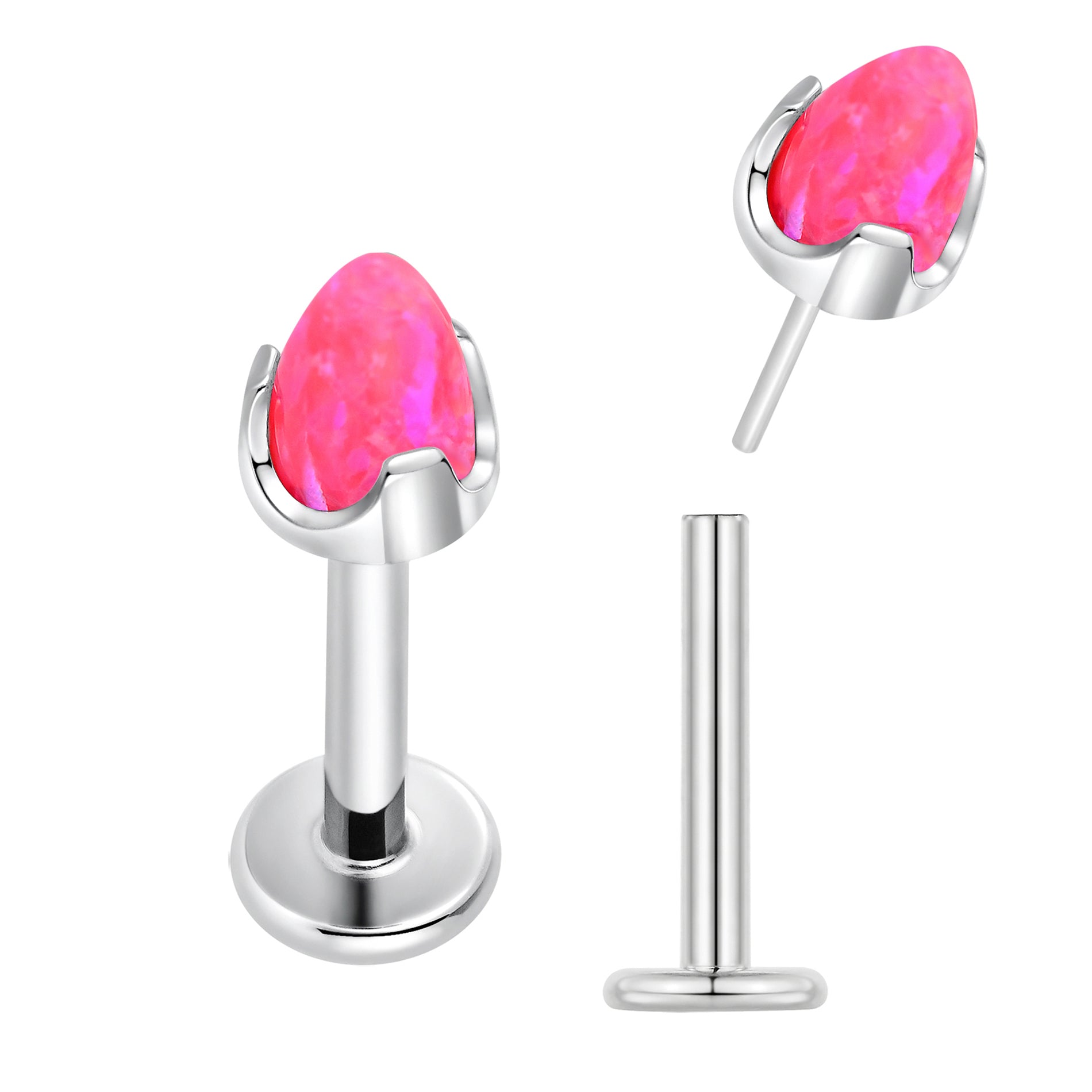 Threadless Gem Labret 2pc (Titanium - Plain)
