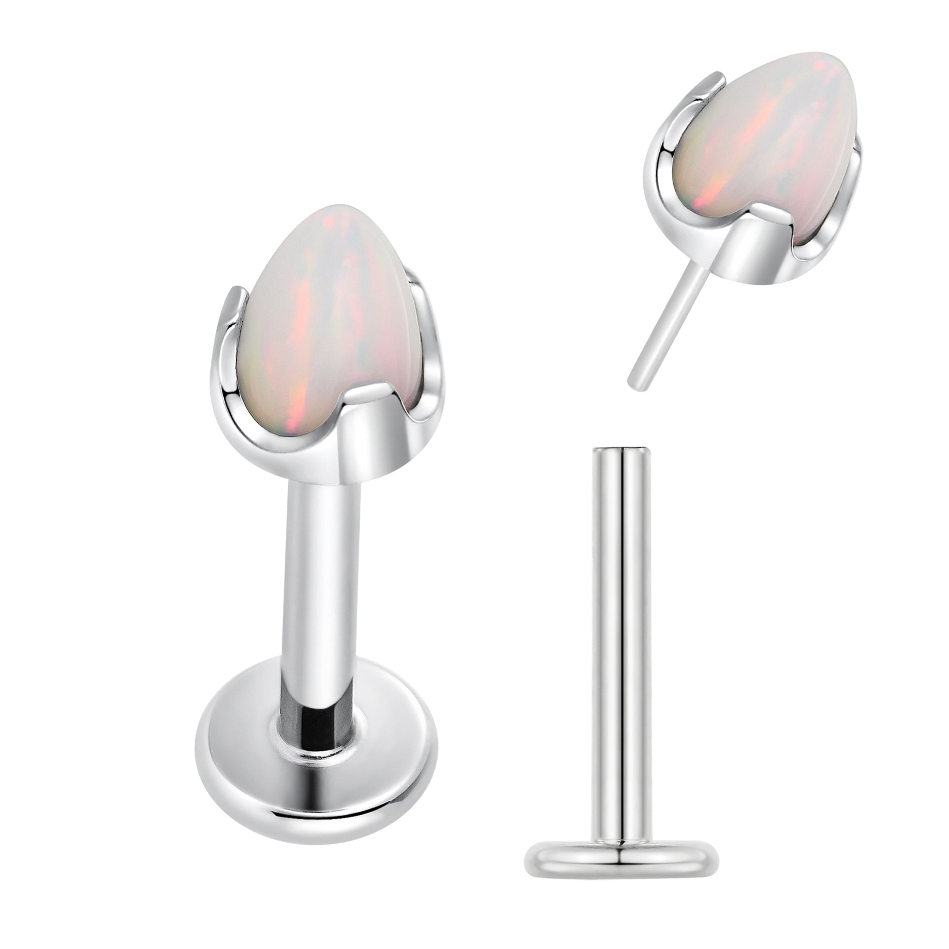 G23 Titanium Threadless Gem Labret | 16G Flat Back Stud | 2pc (Titanium - Plain)