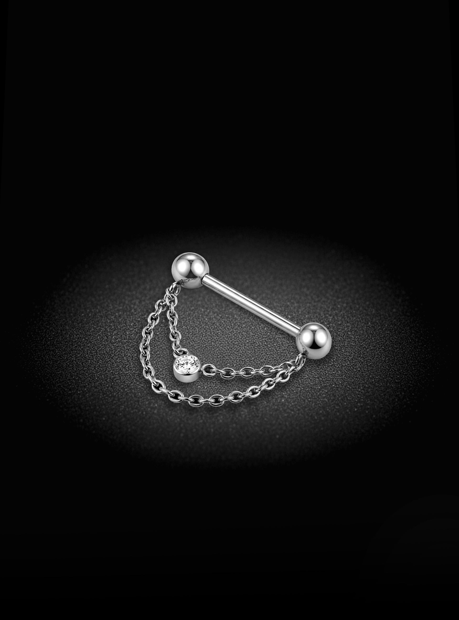 Threadless Gem Chain Nipple Barbell 2pc (Titanium - Plain)