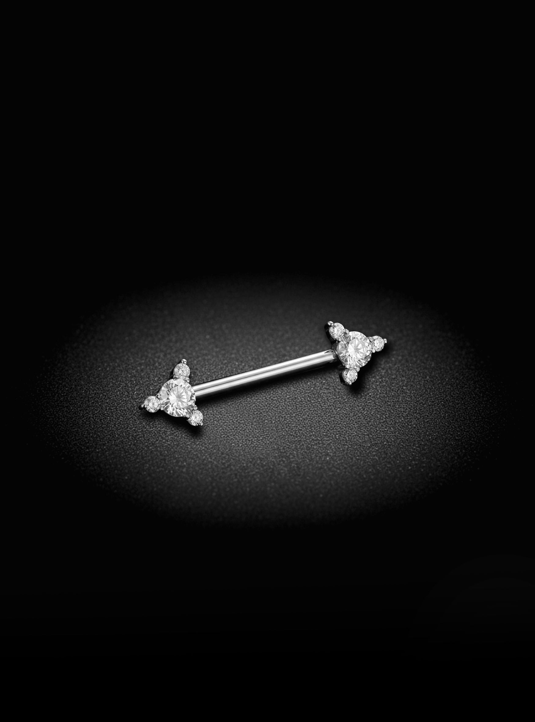 Internally Threaded Gem Arrow Nipple Barbell 2pc (Titanium - Plain)