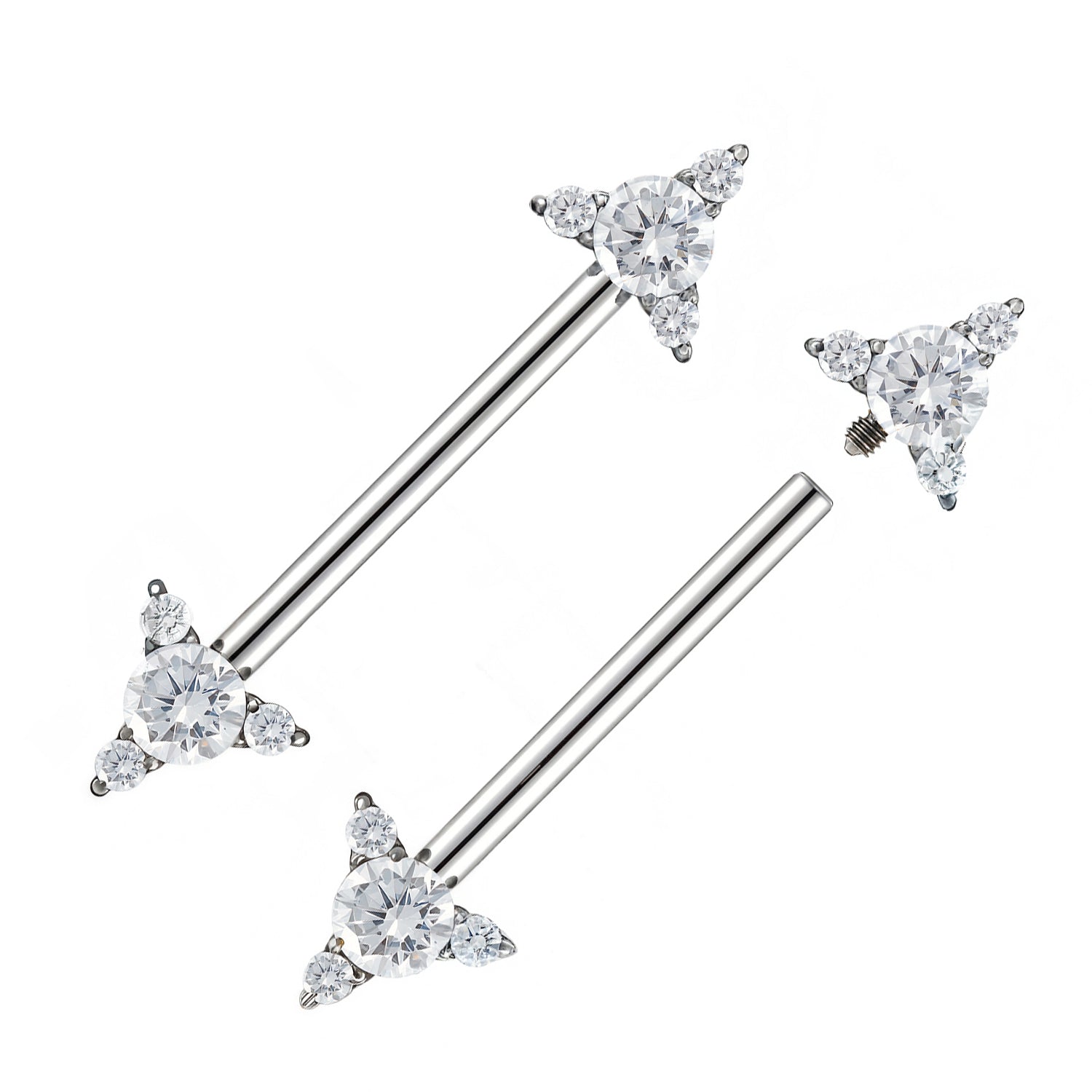 Internally Threaded Gem Arrow Nipple Barbell 2pc (Titanium - Plain)