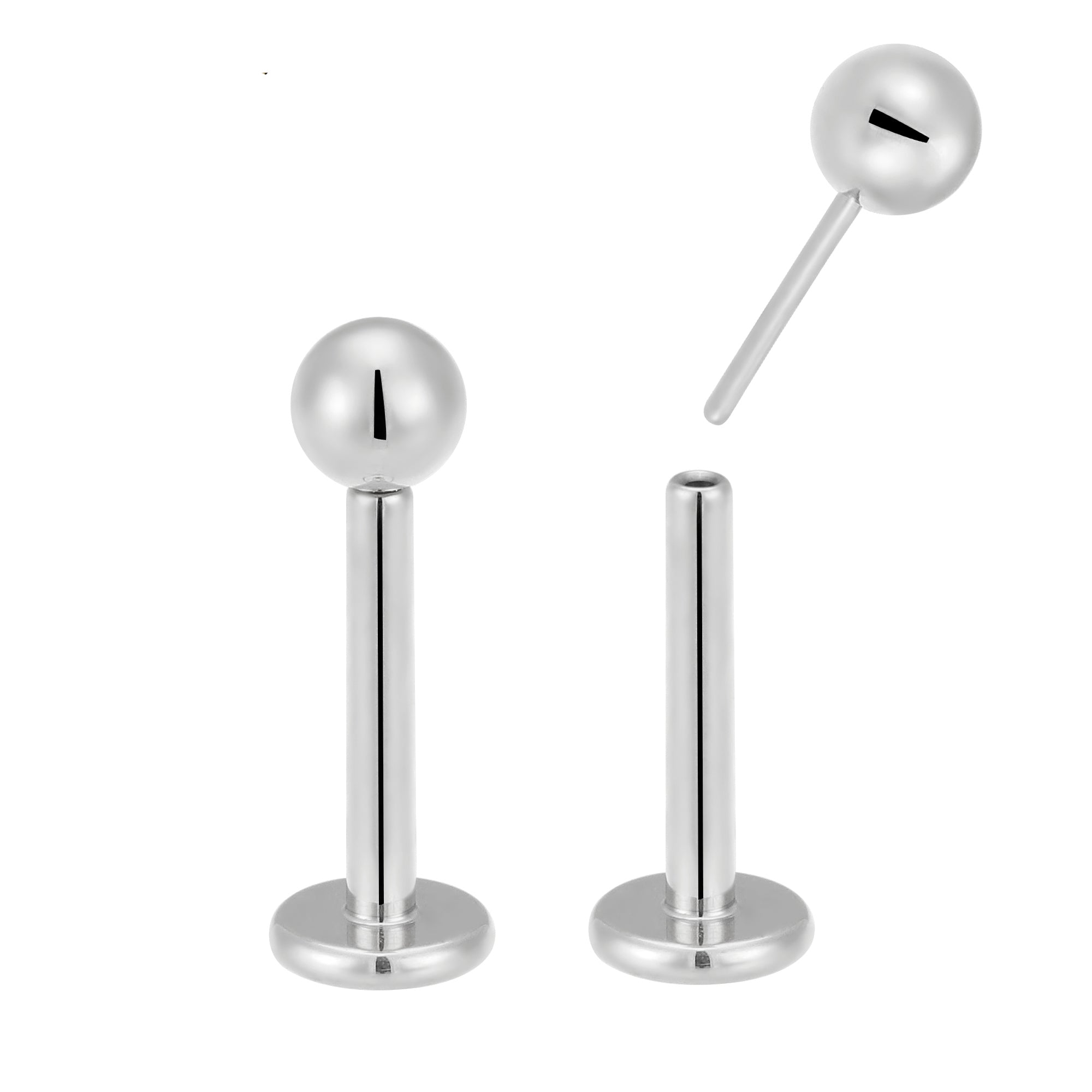 2 Pieces 20G 18G 16G Titanium Threadless Labret Tragus Lip Monroe Nose Stud 6mm-8mm - Pierced Koala