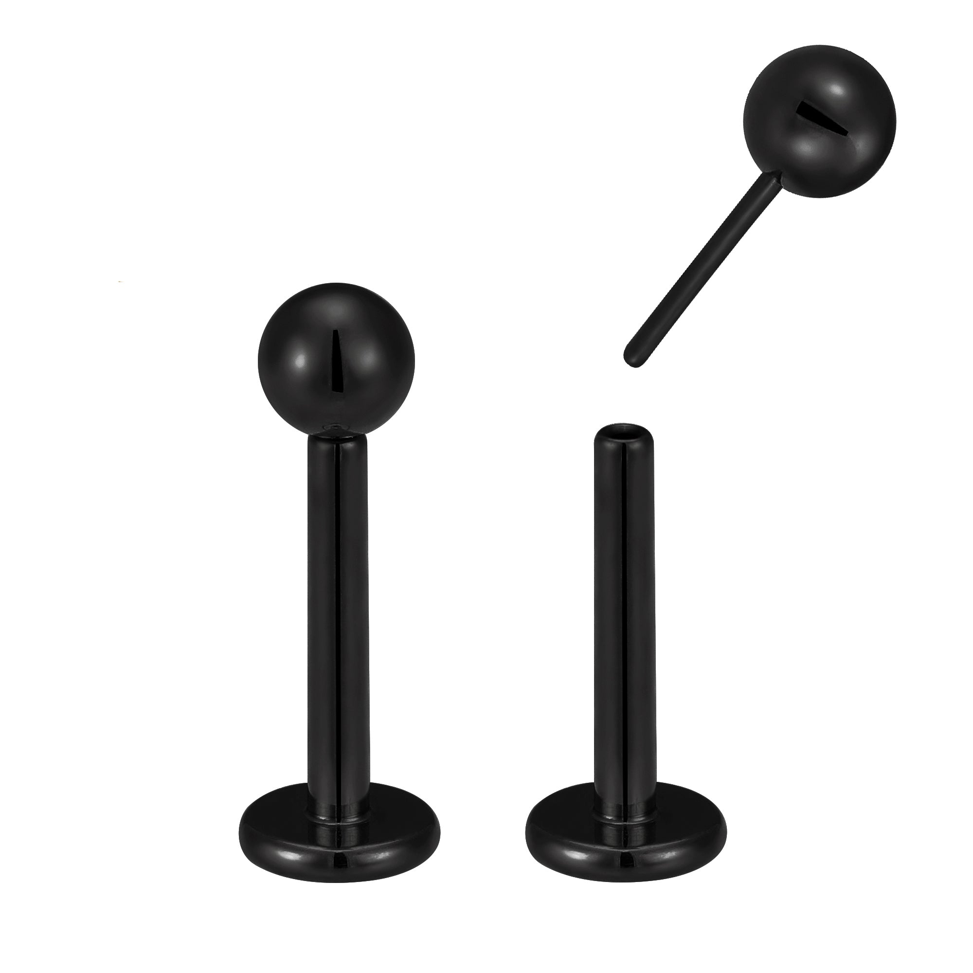 Threadless Ball Labret 2pc (Titanium - Black)